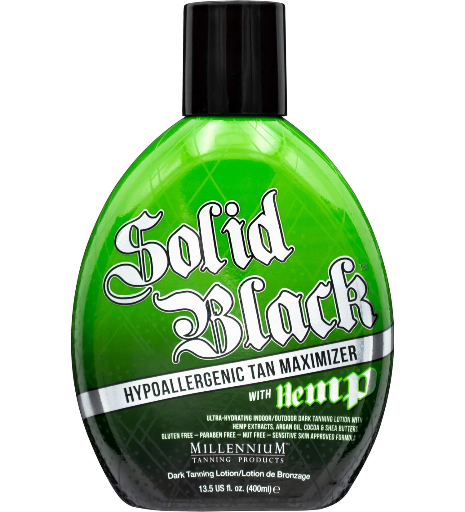 Millennium Tanning Products SOLID BLACK HYPOALLERGENIC TAN MAXIMIZER WITH HEMP Indoor/Outdoor Dark Tanning Lotion 13 oz