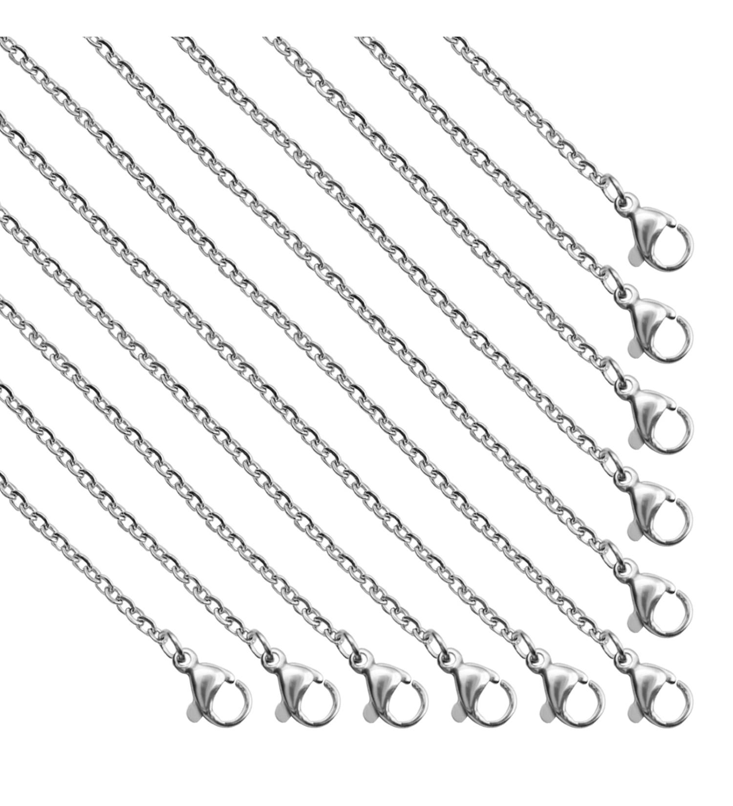 30 Pack 2mm Stainless Steel Cable Chain Necklace Bulk - DIY Jewelry Making Supplies (16 Inches) - Buy Online on GoSupps.com
