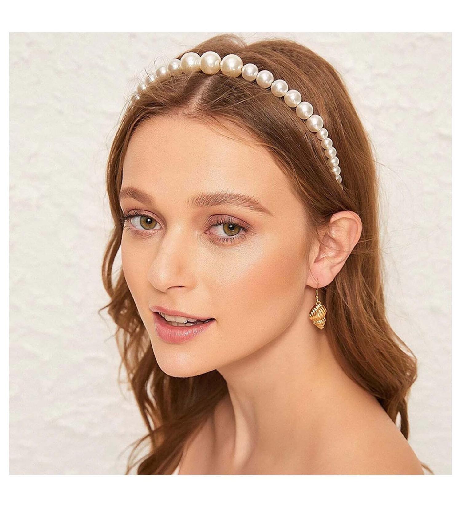 Inilbran Boho Pearl Headband Clips Vintage Pearl Hairband Hair Hoop Pearl Braided Headband Headwear White Pearl Hairband Hair Piece Headband Hair Accessories for Women and Girls Style A - Buy Online on GoSupps.com