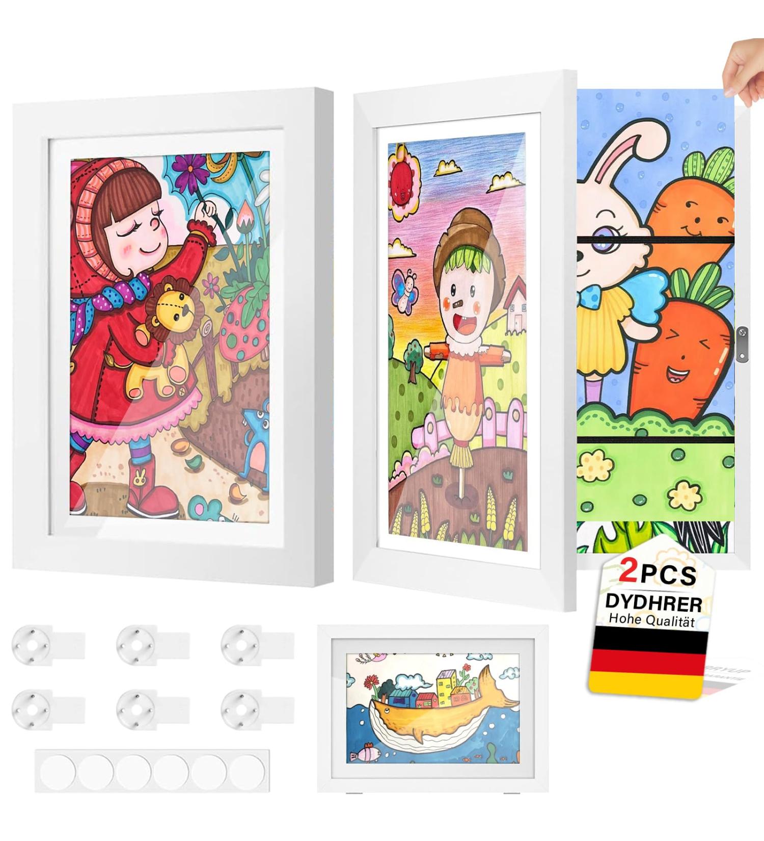 Dydhrer 2-Piece Front Opening Picture Frame for Children's Drawings - A4 Fillable Frames for Kids' Art | International Shipping - Buy Online on GoSupps.com