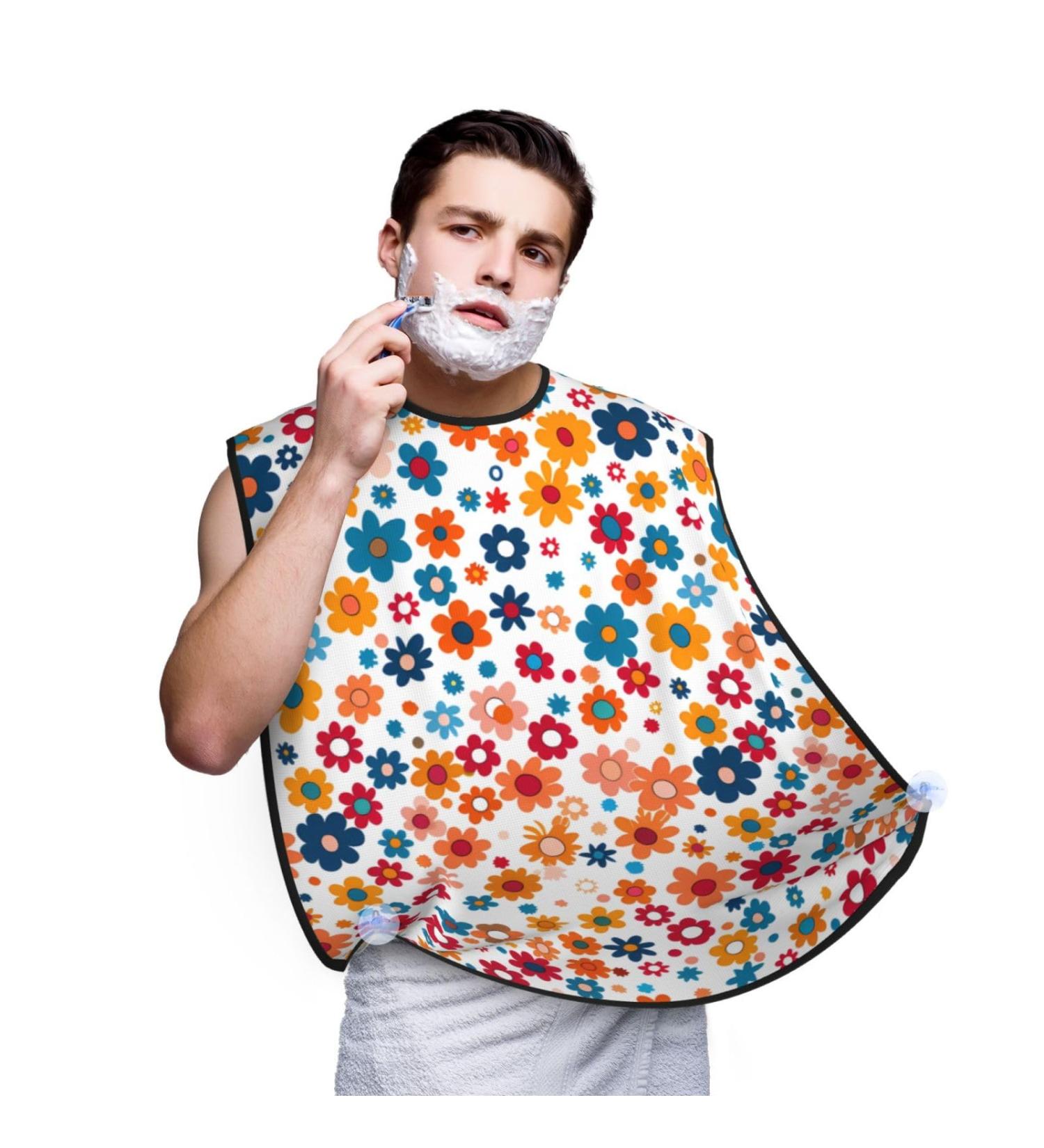 Spring Floral Fancy Shaving Bib - Waterproof Beard Apron | Perfect Gifts for Dad | One Size Fits All - Buy Online on GoSupps.com
