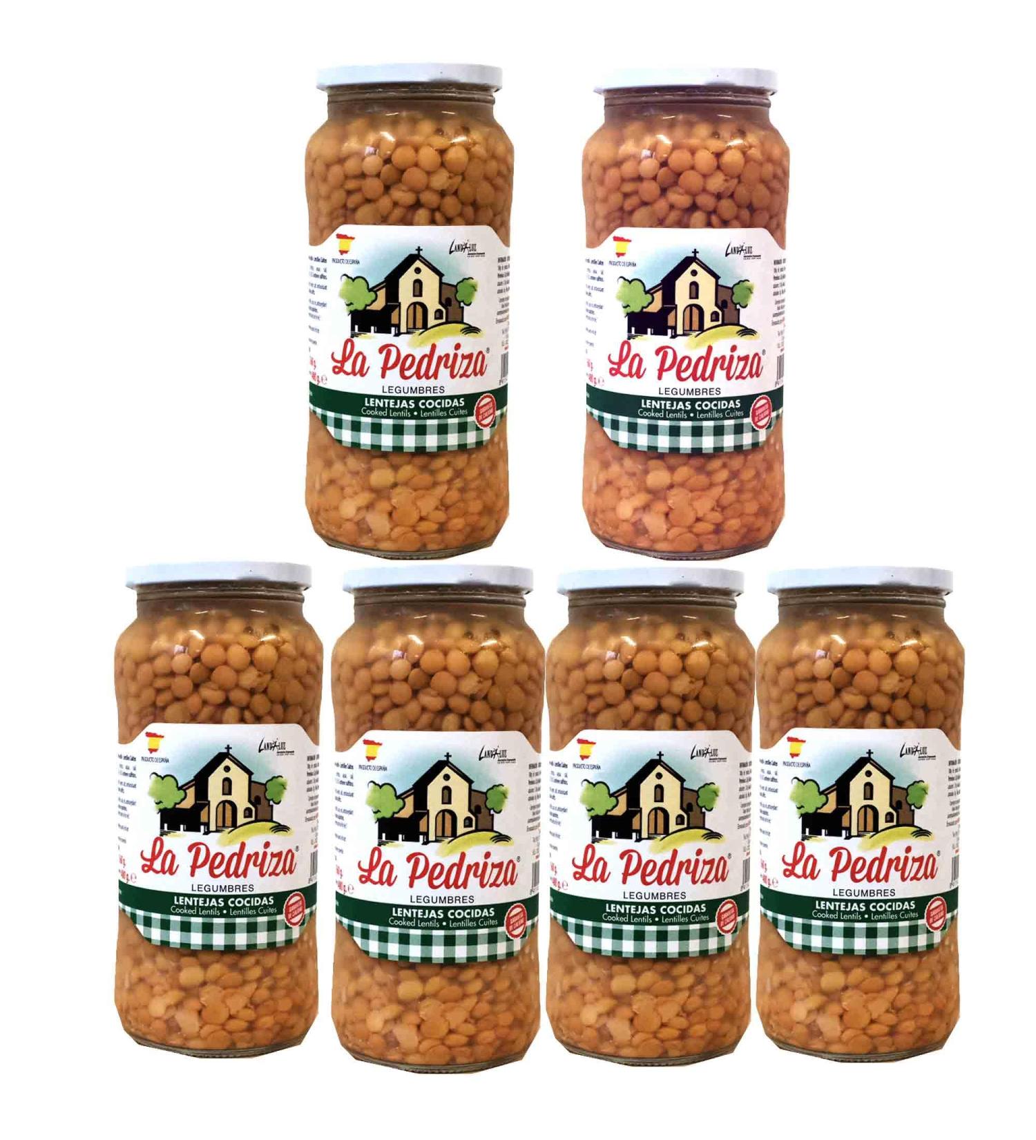 Spanish Pardina Lentils - Lentejas Source of protein and fiber - 6x 560gr jar