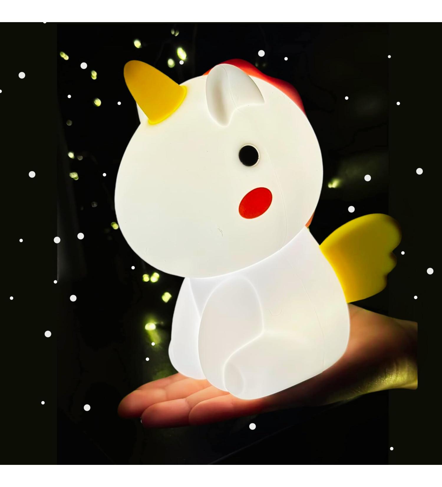ALVIA Unicorn Night Light - Rechargeable LED Lamp for Baby Nursery - Dimmable, BPA-free Silicone - 50 Hours - Ideal for Girls or Boys Bedroom - Buy Online on GoSupps.com