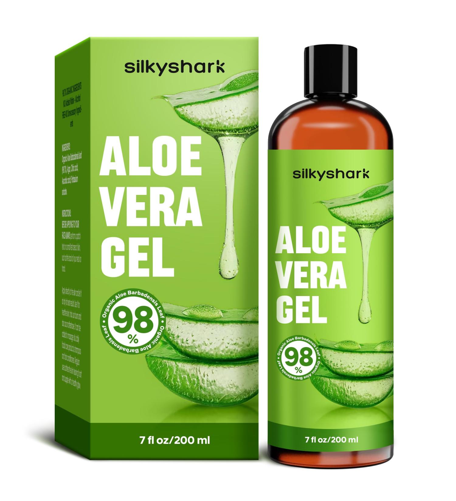 Organic Aloe Vera Gel (7 Fl Oz) - Soothing Hydration for Face & Body Sunburn Relief Moisturizer for Skin & Hair - Buy Online on GoSupps.com