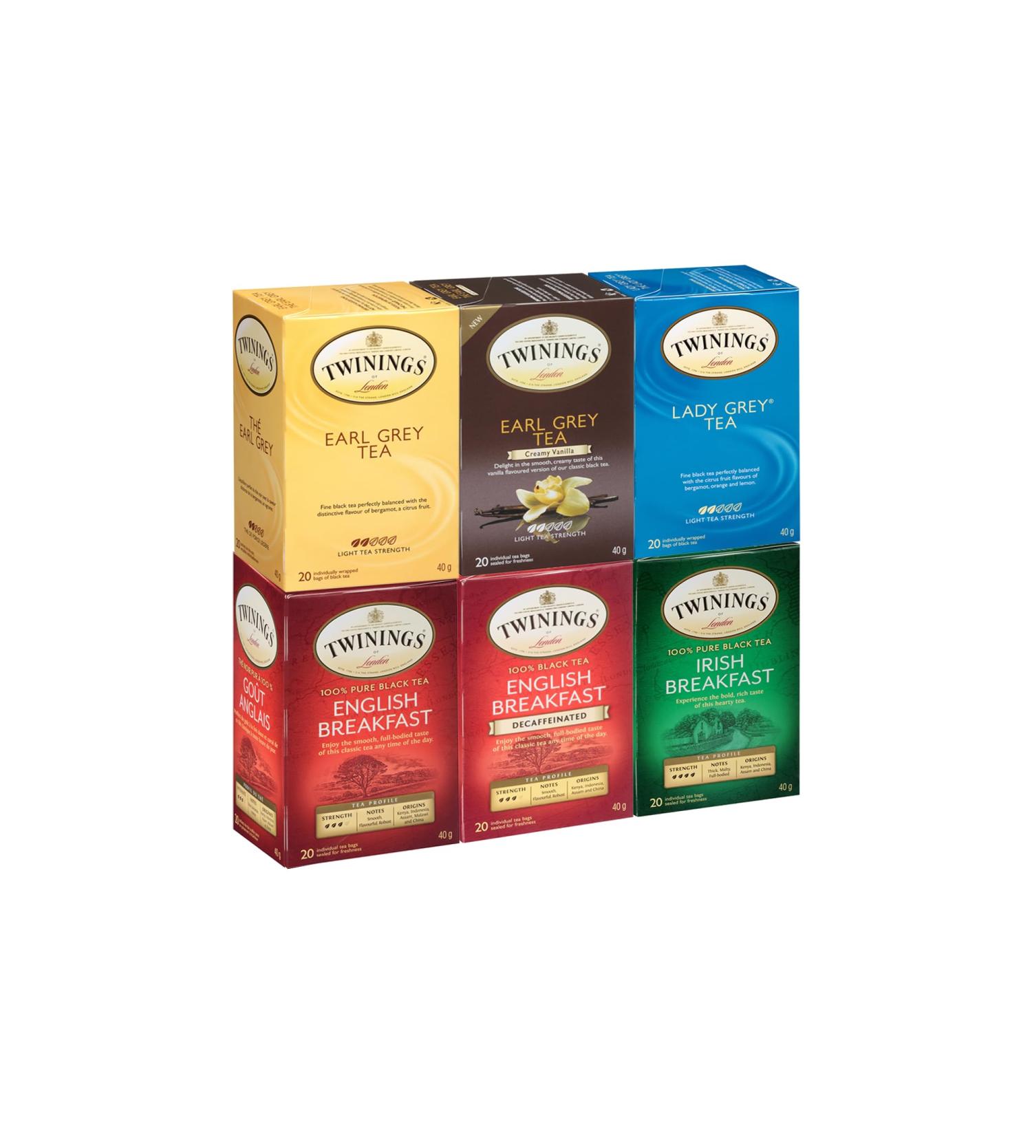 Twinings Black Tea Variety Pack Individually Wrapped Tea Bags | Caffeinated | 20 Count (Pack of 12) Two 20 Count Boxes of Each Robust Black Tea Flavor | Enjoy Hot or Iced Black Tea Variety Pack 20 Count (Pack of 12)