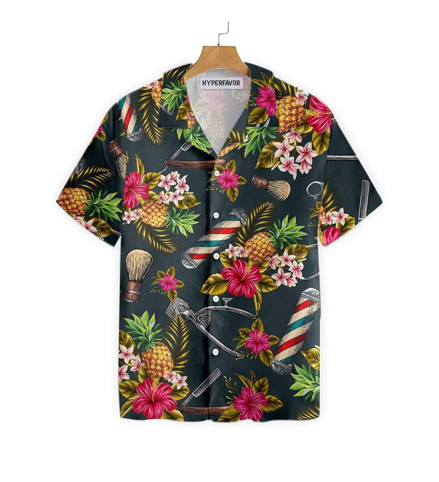 HYPERFAVOR Tropical Barber Shirts for Men- Casual Short Sleeve Barber Shirt Men- Unique Barber Hawaiian Shirts for Men 4X-Large V7 - Buy Online on GoSupps.com