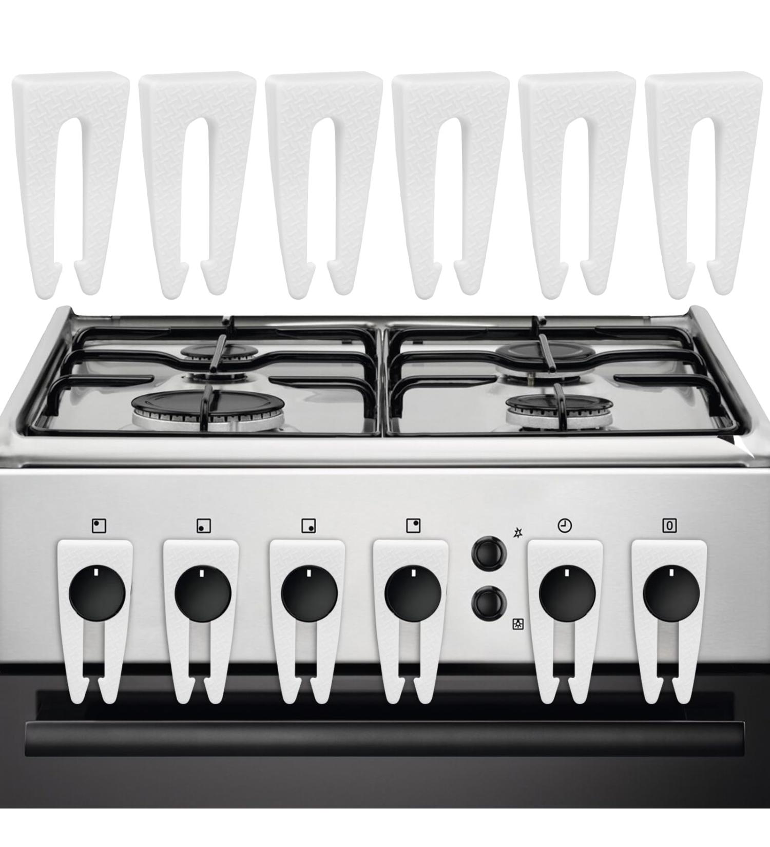 Leofeck 6 PCS Silicone Stove Knob Covers Child Proof Gas Stove Knob Safety Covers with Friction Avoiding Children Turning on Gas Stove Durable Stove Knob Covers Keep Safety for Kids Pets (White) - Buy Online on GoSupps.com