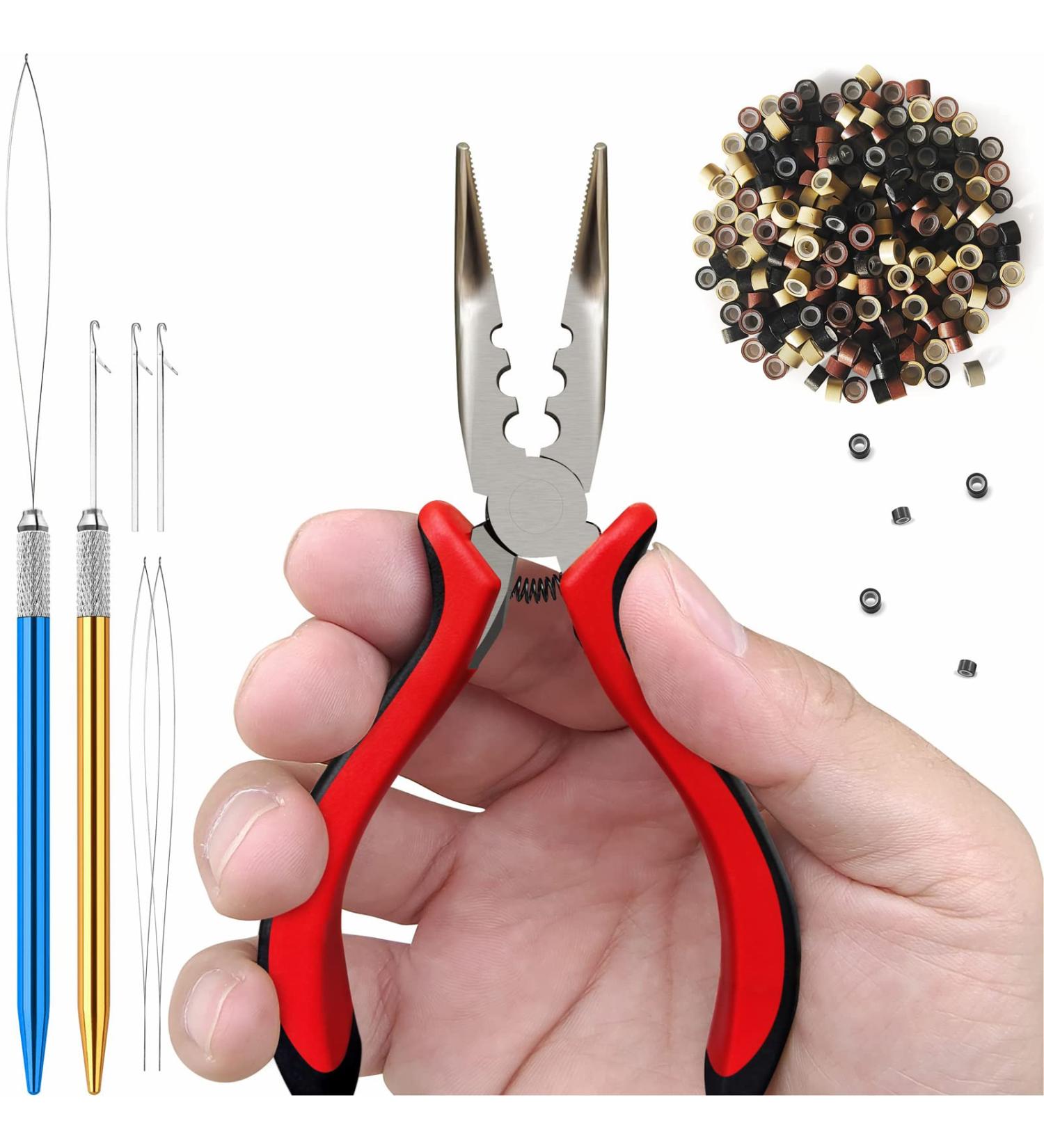 Konovo Microlinks Hair Extensions Kit - Professional Tools with Pliers, Threader, Micro Links, Silicone Rings - 400PCS - Buy Online on GoSupps.com