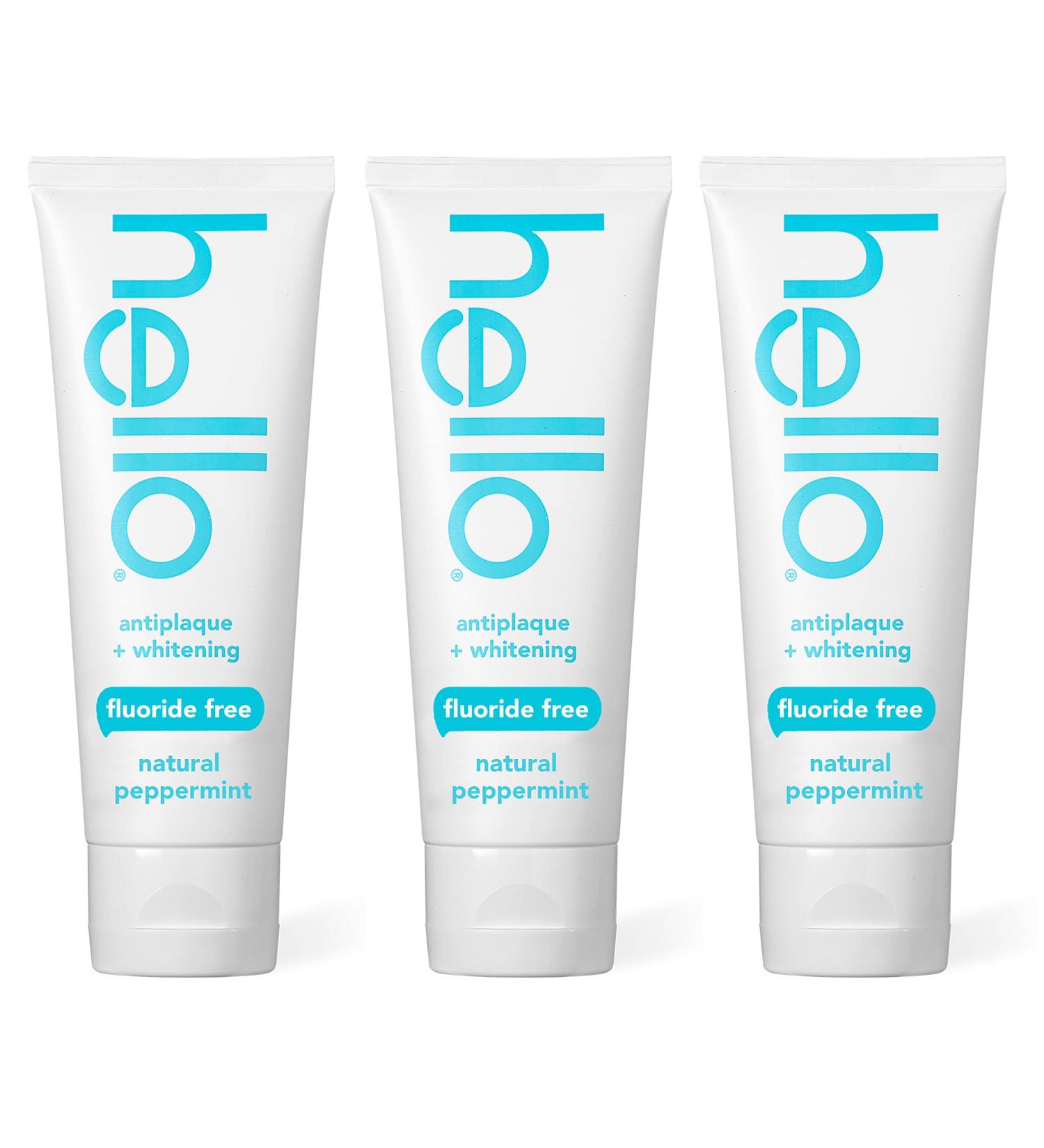 Hello Antiplaque Whitening Toothpaste â€“ Fluoride & Peroxide Free, Natural Peppermint, 3-Pack (4.7 OZ Tubes) - Buy Online on GoSupps.com