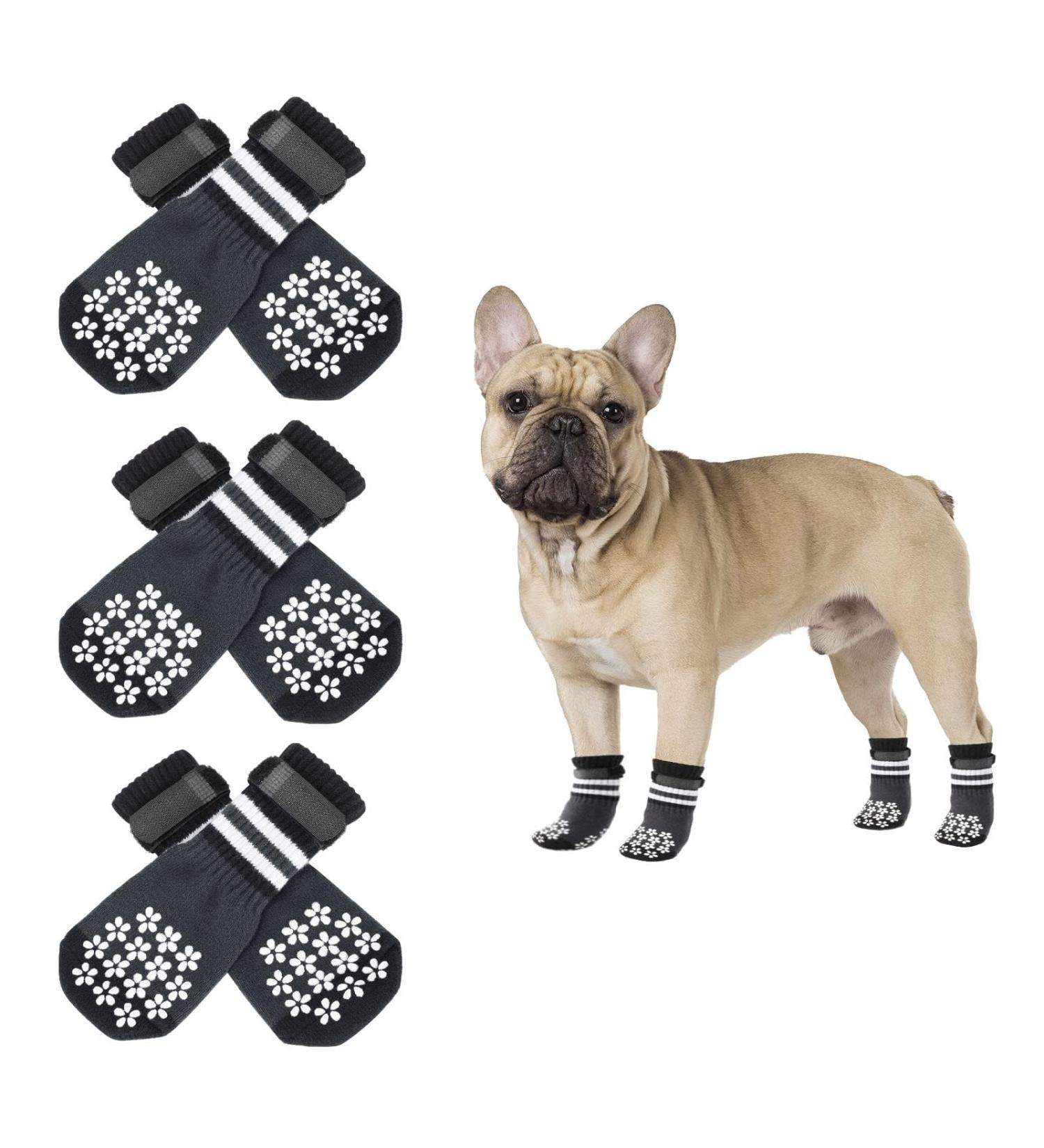 Ranypet 3 Pairs Indoor Anti-Slip Dog Socks | Soft Adjustable Paw Protection for Senior Dogs | Traction Control for Hardwood Floors - Buy Online on GoSupps.com