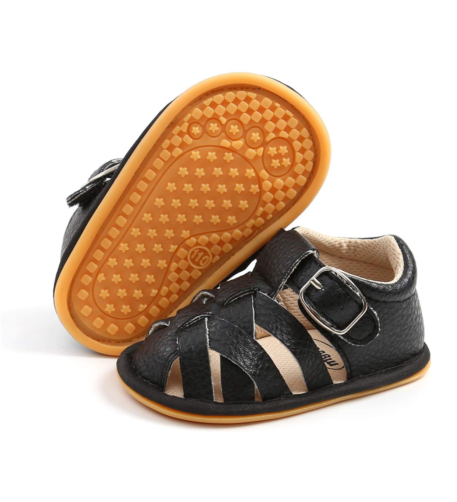 RVROVIC Baby Sandals - Soft Sole Summer Crib Shoes for Boys and Girls (Black, 0-6 Months) - Buy Online on GoSupps.com