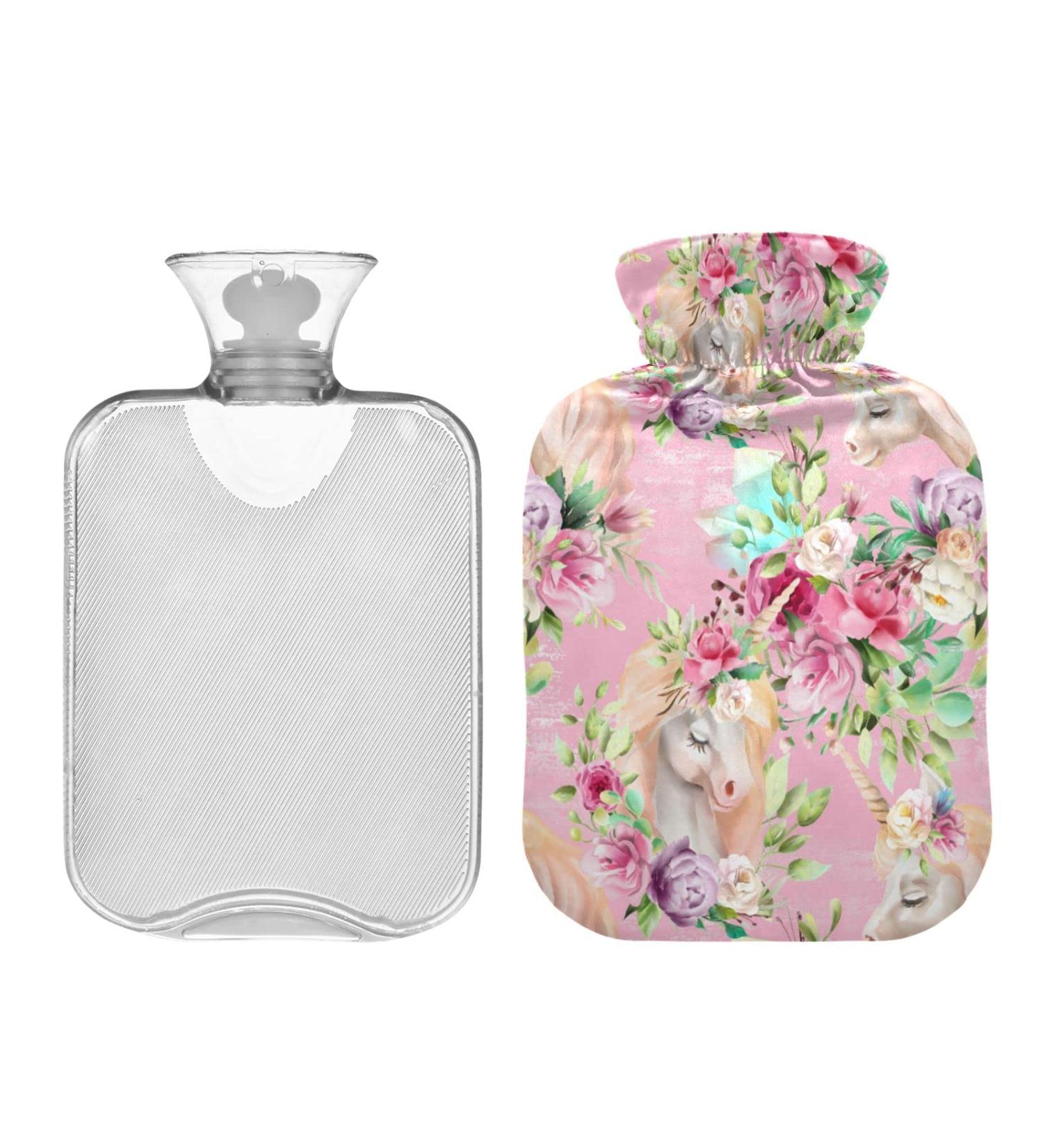 Unicorn Hot Water Bottle 2L with Cover - Flower Design for Pain Relief & Winter Warmth - Buy Online on GoSupps.com