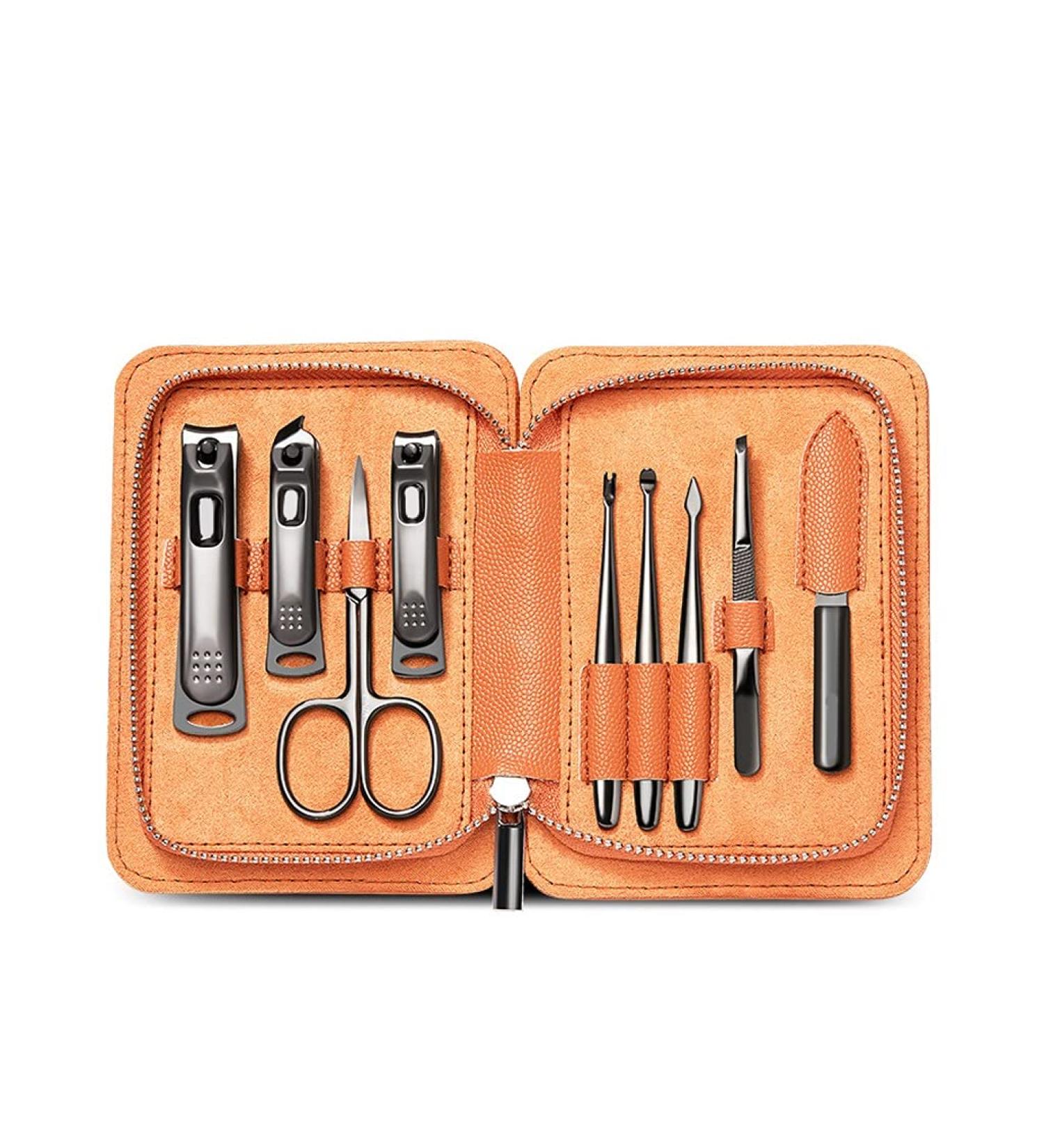 Manicure Set Stainless Steel Nail Clippers Set Personal Care Tools Exfoliating 9-Piece Orange Man and Woman Manicure Nail Clippers Kit - Buy Online on GoSupps.com