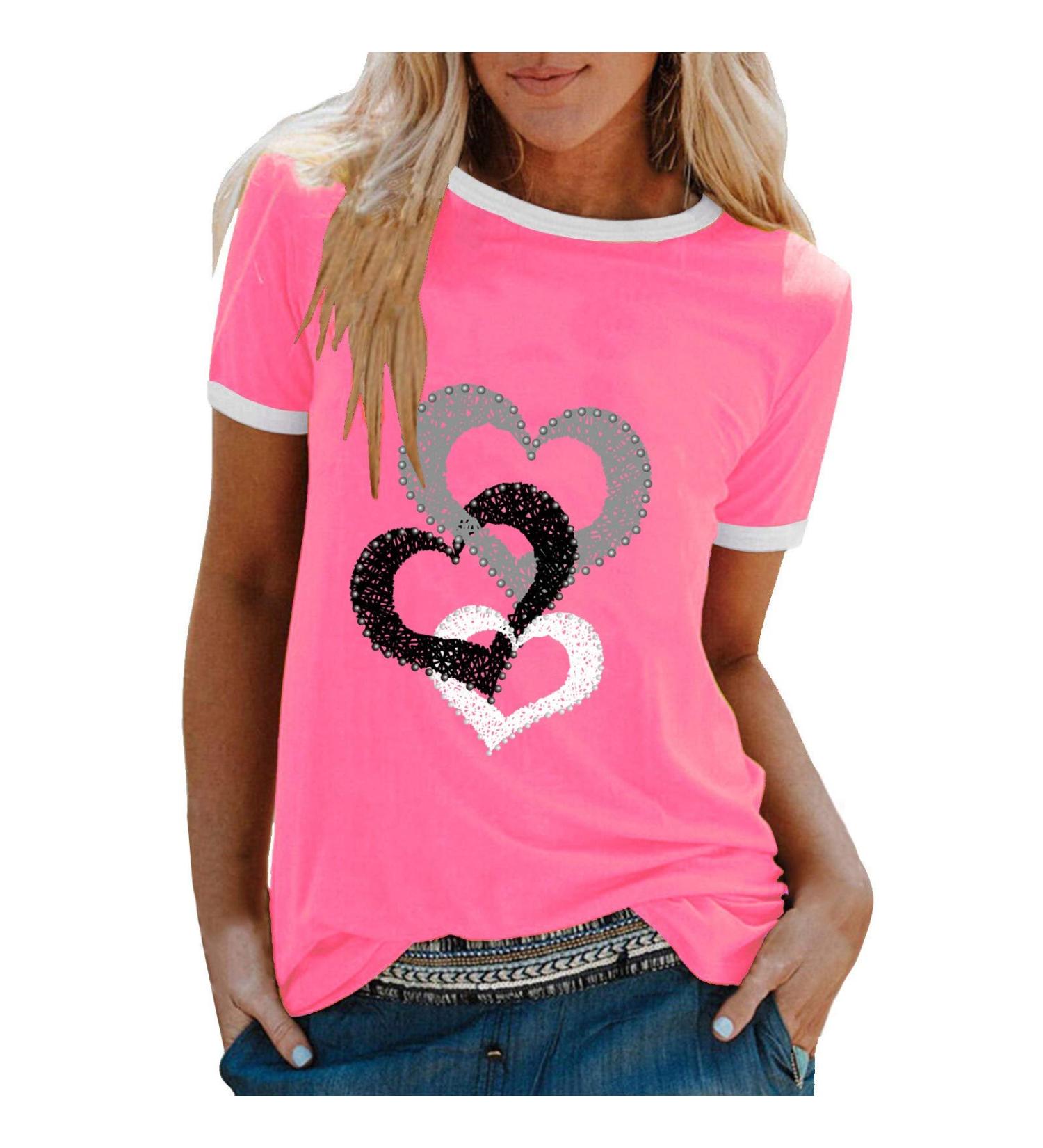 Deepclaoto Women's Short-Sleeved O Neck Crop Top - Pink - Small - Buy Online on GoSupps.com