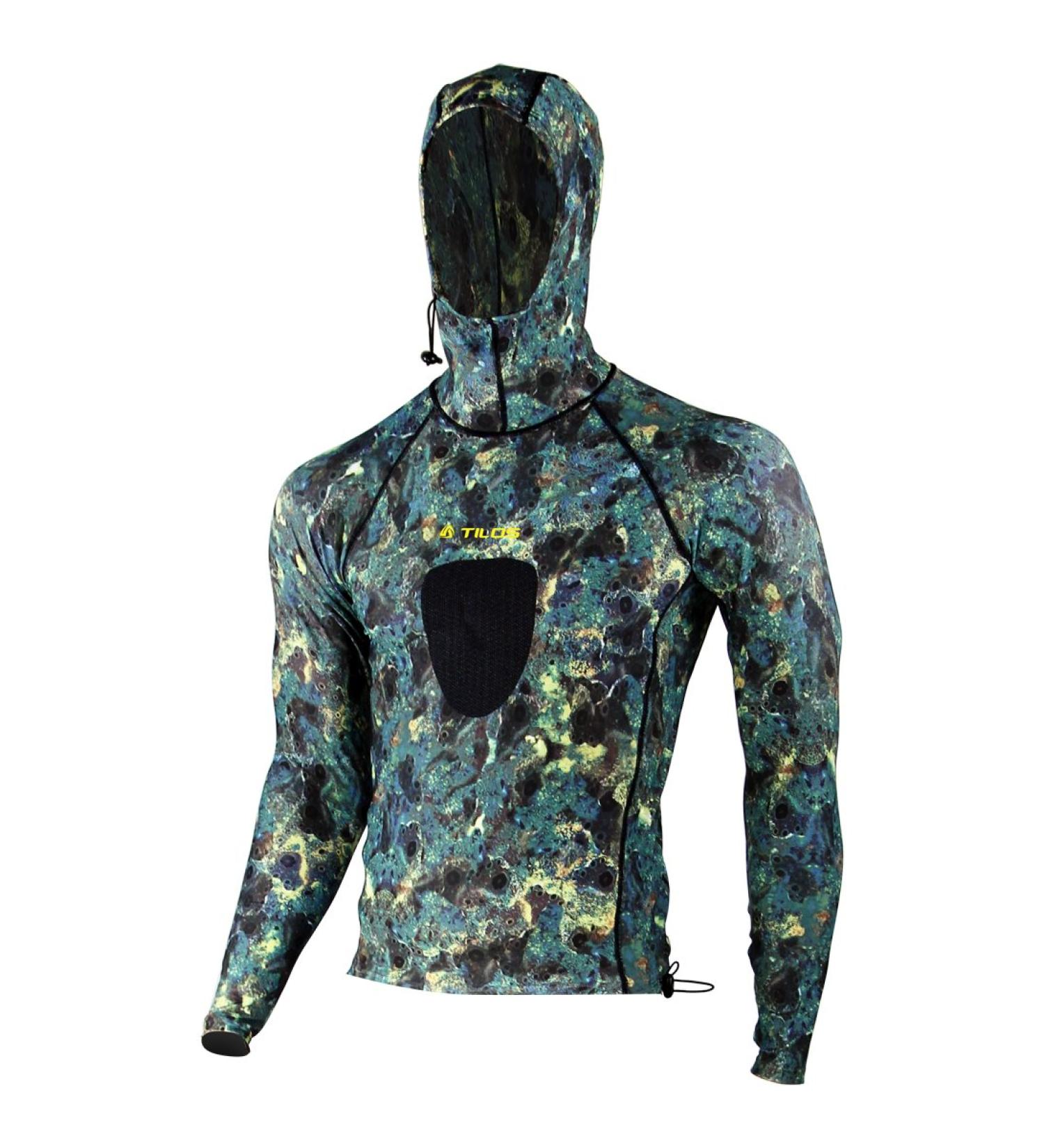 Tilos Camouflage Spearfishing Rash Guard Hood UPF 50+ X-Large Camo Green | 5.5oz - Buy Online on GoSupps.com