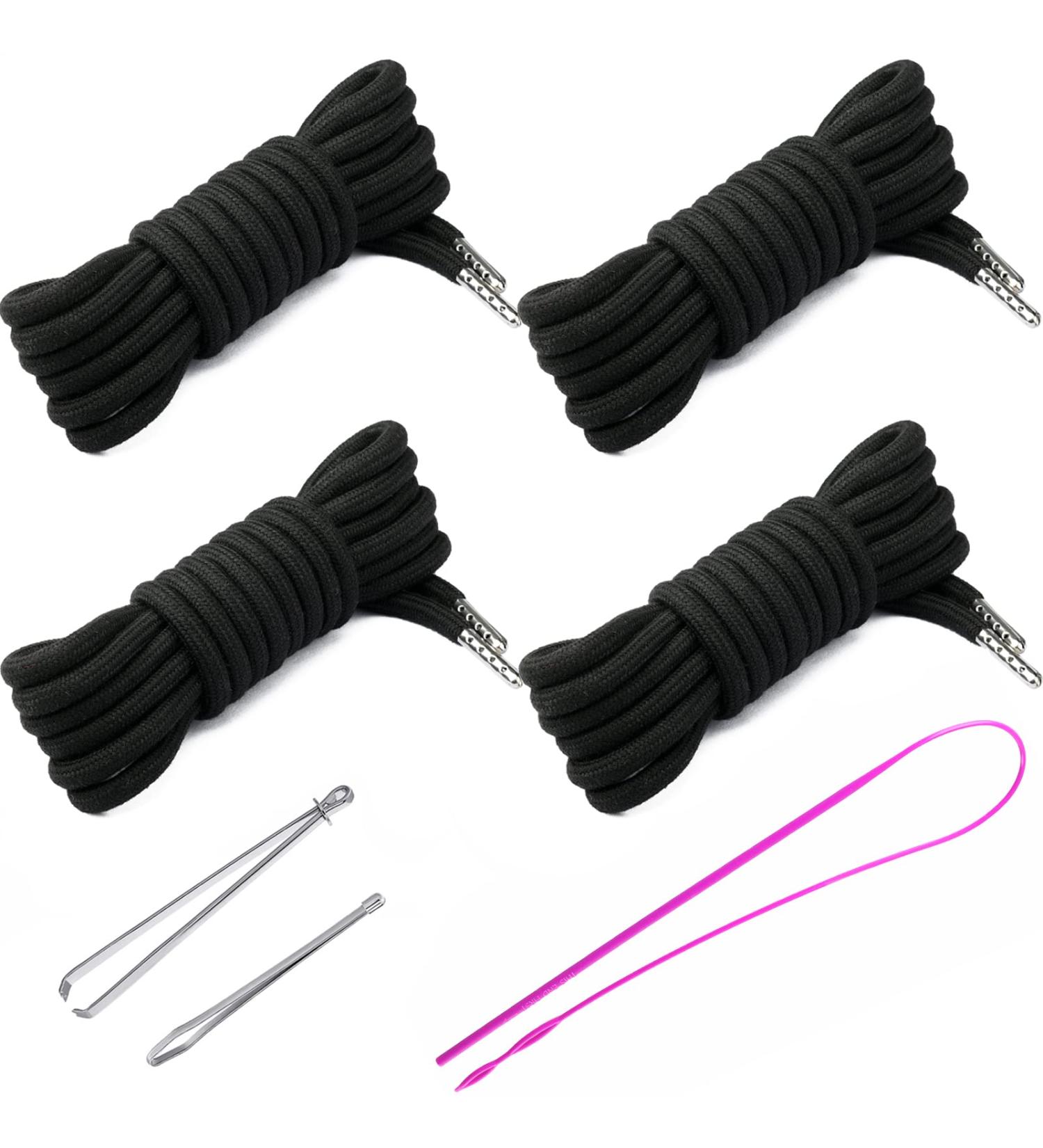 Anjpuy 4Pcs 53'' Drawstring Replacement Cords with Easy Threader - Black 135cm - Buy Online on GoSupps.com
