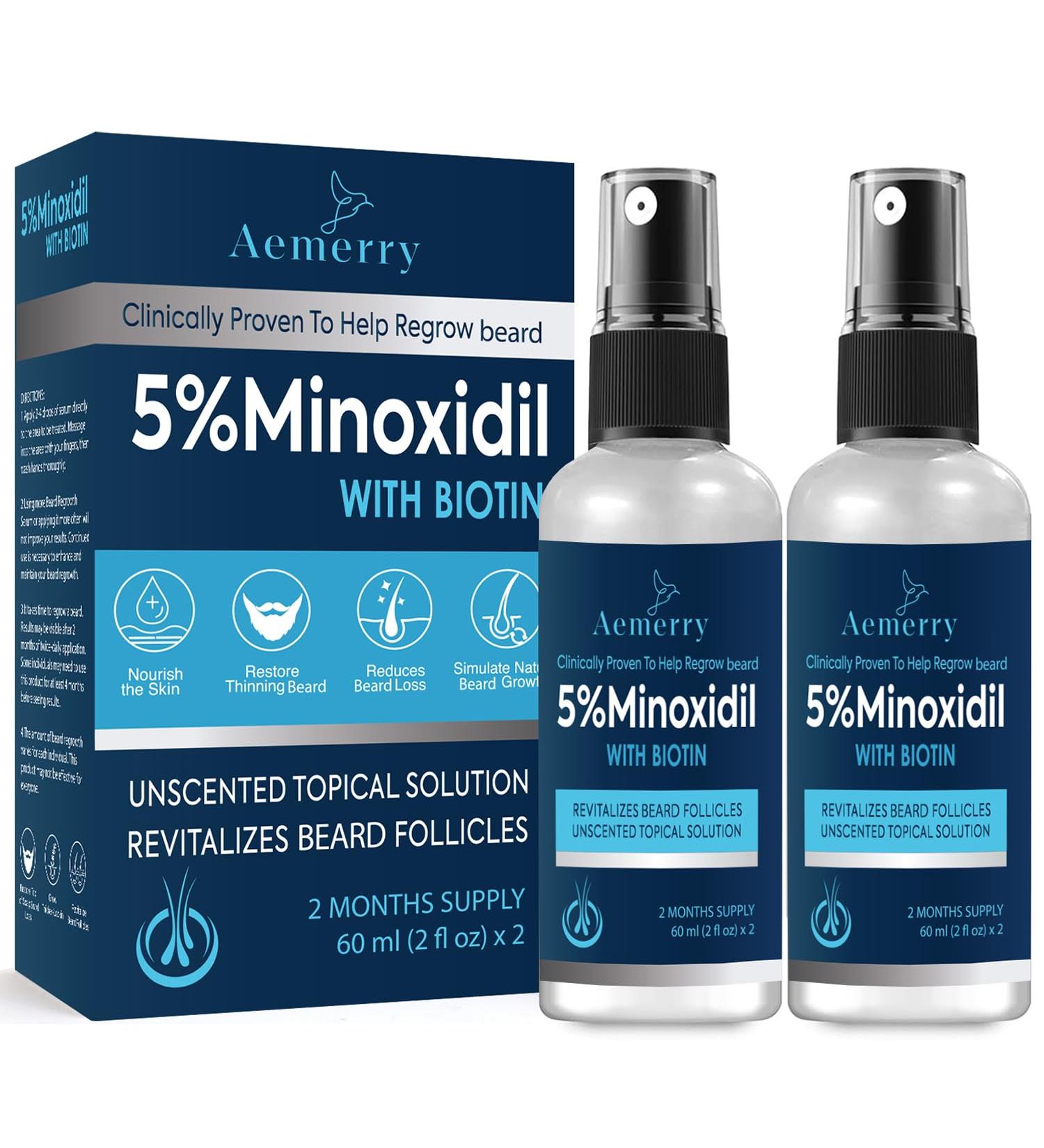 Minoxidil Beard Growth Oil - 5% Minoxidil Hair Growth Kit for Men | Extra Strength Serum with Biotin for Thicker Fuller Beards - Buy Online on GoSupps.com