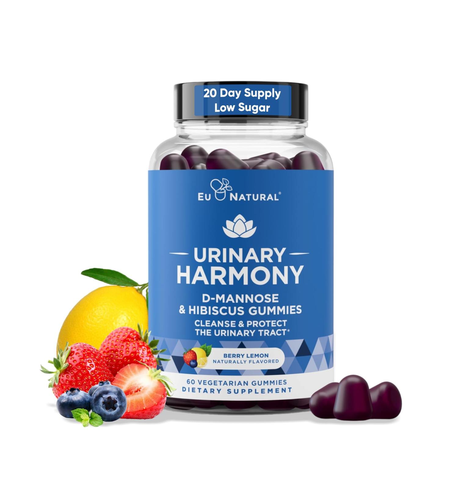 Urinary Harmony D Mannose Gummies | Urinary Tract Health Drug-Free Formula 60 Berry Lemon Gummies - Buy Online on GoSupps.com
