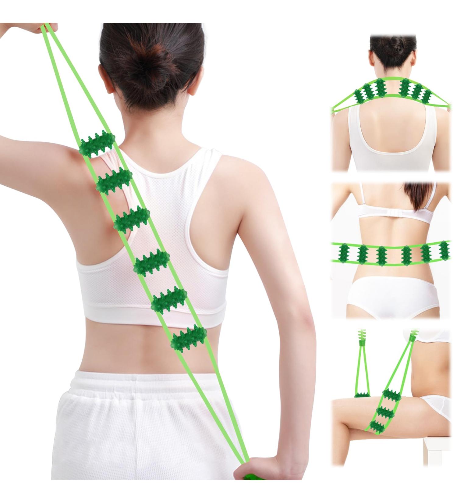 Premium Silicone Massage Scooter with Handle | Deep Tissue Roller for Neck Back & Body Relaxation (Green) - Buy Online on GoSupps.com