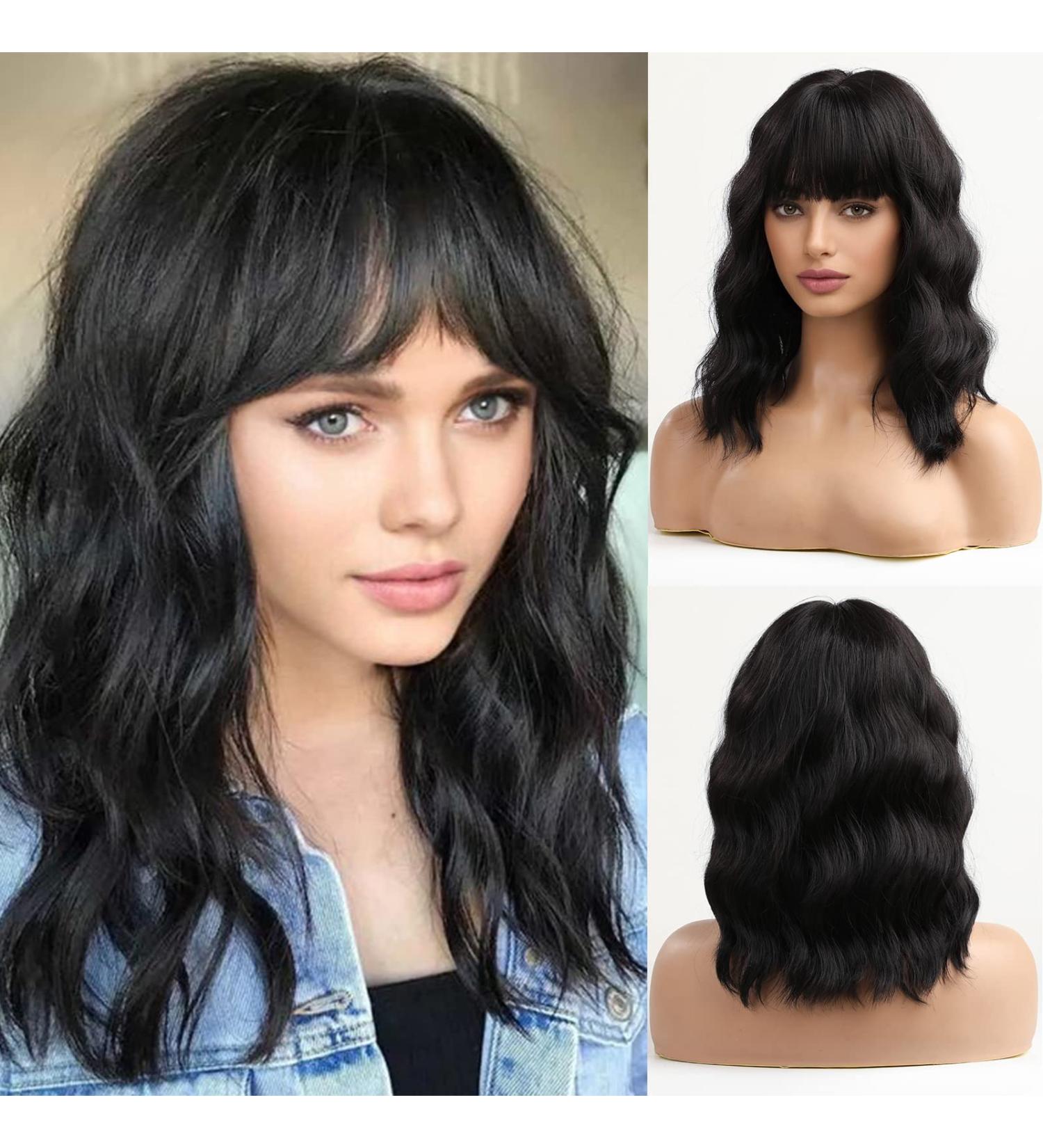 HAIRCUBE Black Shoulder-Length Wig for Women - Short Synthetic Wig for Daily/Cosplay in Black - Buy Online on GoSupps.com