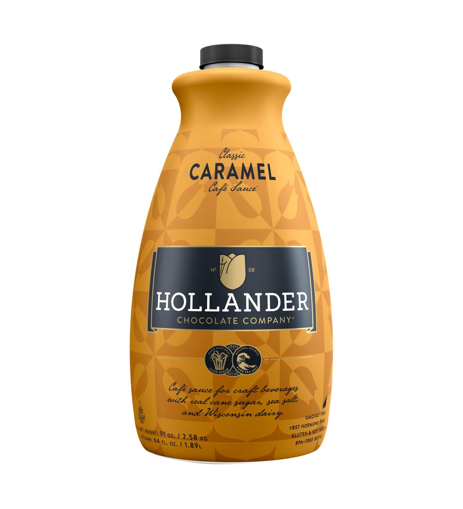 Hollander Chocolate Co. Classic Caramel Caf Sauce - 91oz Bottle (64 fl oz) | Pump Not Included - Buy Online on GoSupps.com