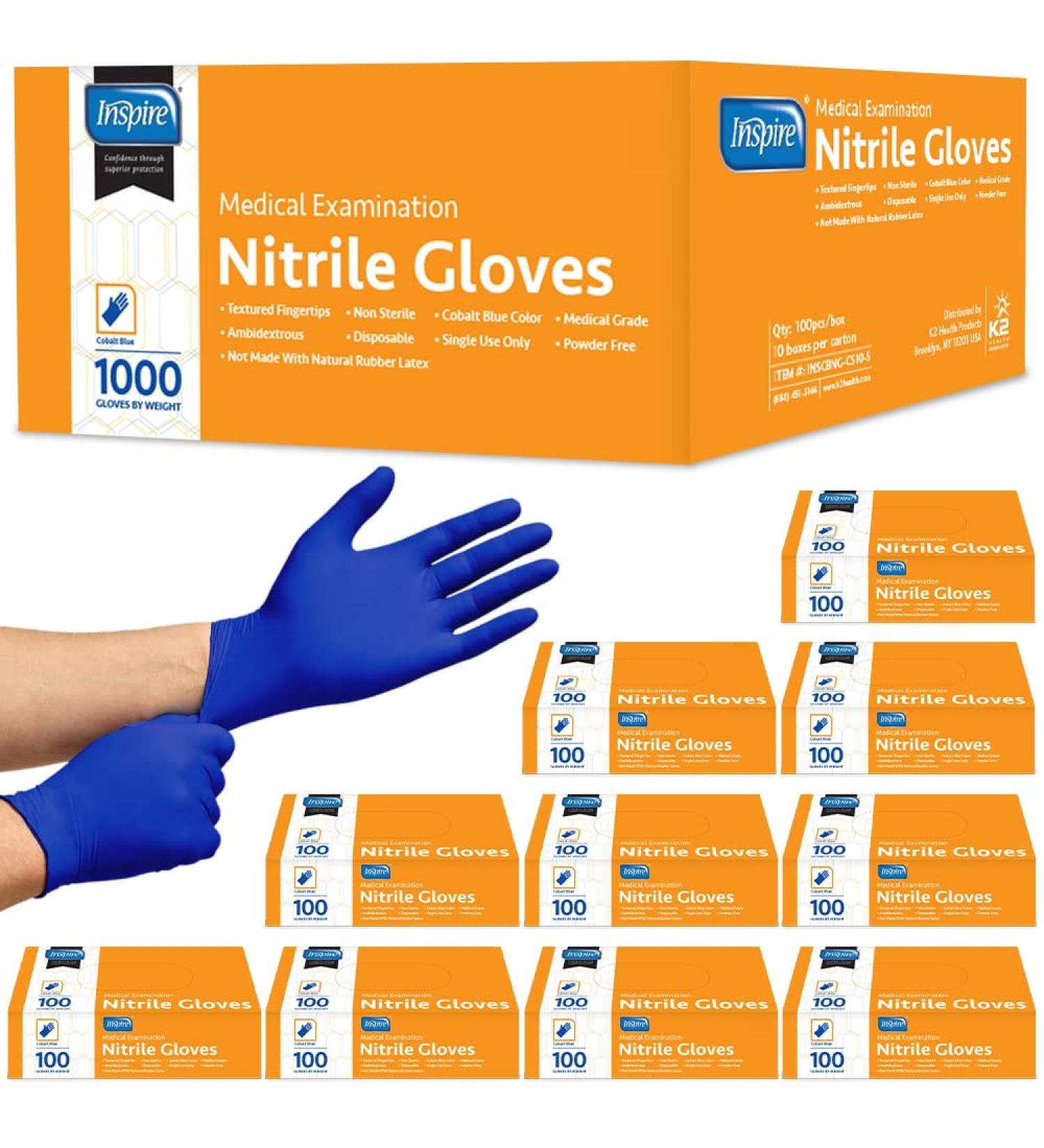 Inspire Nitrile Exam Gloves - Cobalt Blue, Latex-Free, Small | Pack of 1000 - Buy Online on GoSupps.com