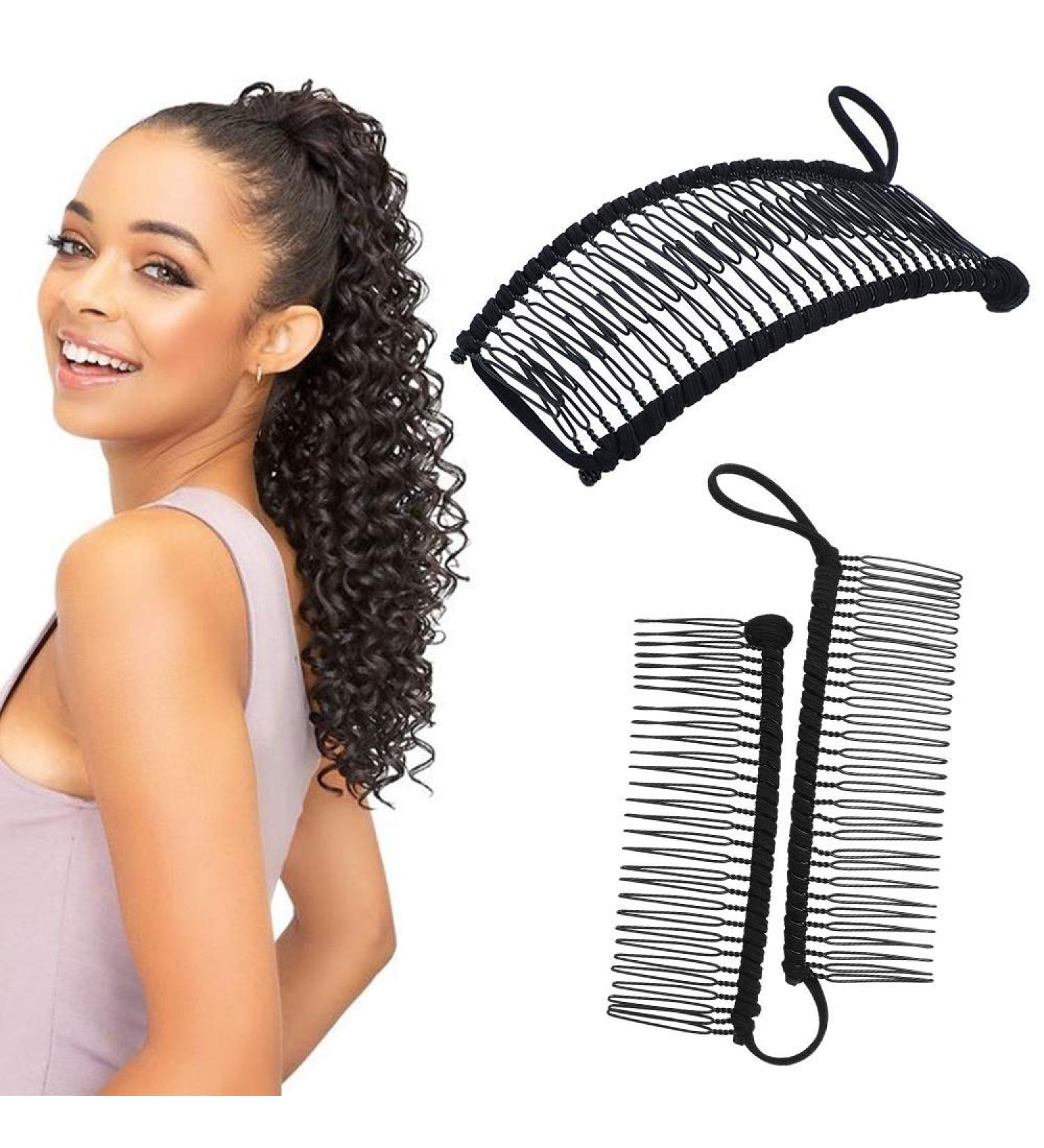 Stretchy Banana Hair Clip Comb Tool for Thick Thin Curly Hair - Medium Black 30-Teeth - Lightweight & Adjustable - No Pressure or Headaches - Buy Online on GoSupps.com