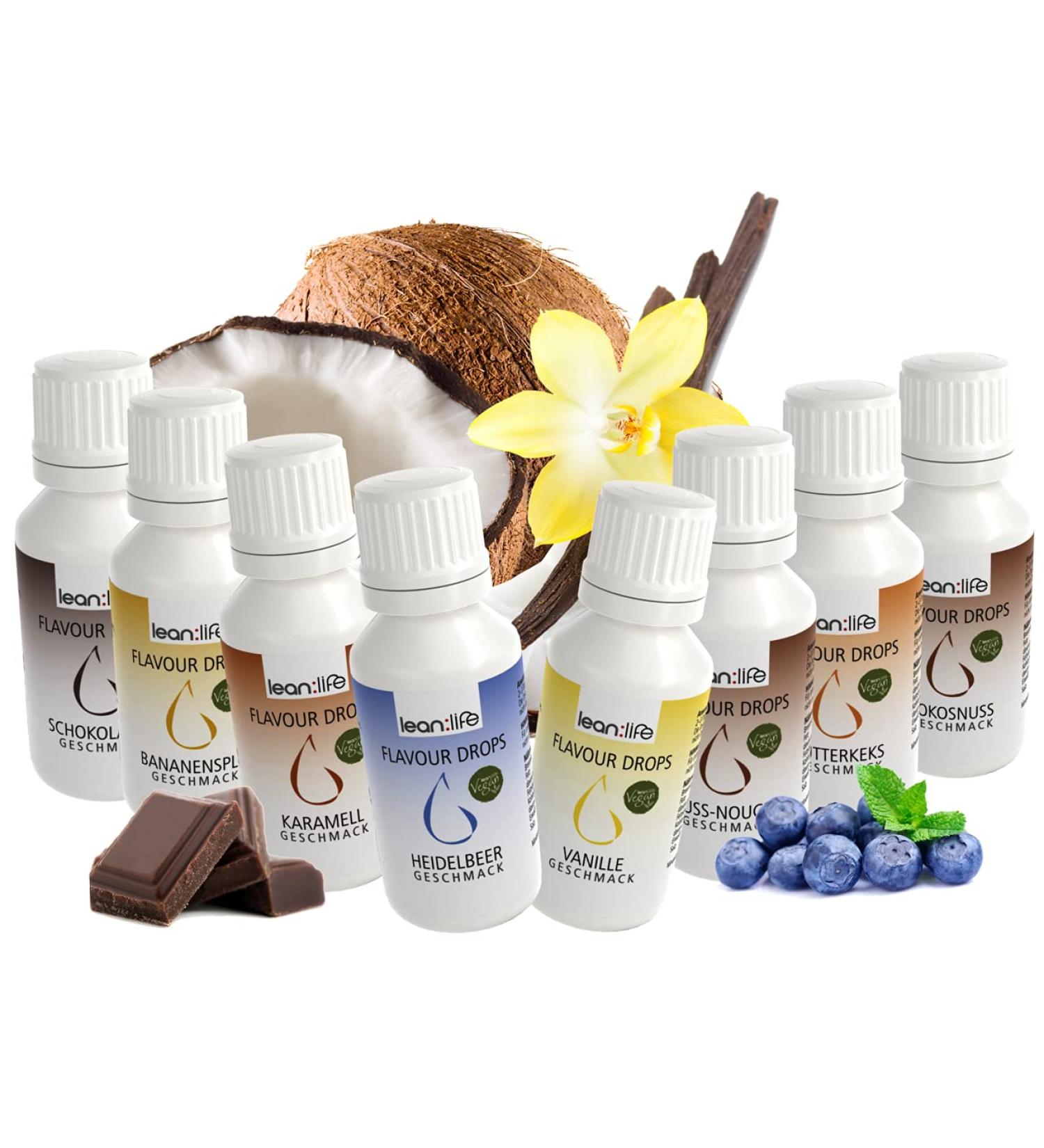 Buy Lean Life Flavor Drops - 8 Pack Bestseller Box | Sugar-Free & Low-Calorie Aroma Drops for Food - 30 ml - Buy Online on GoSupps.com