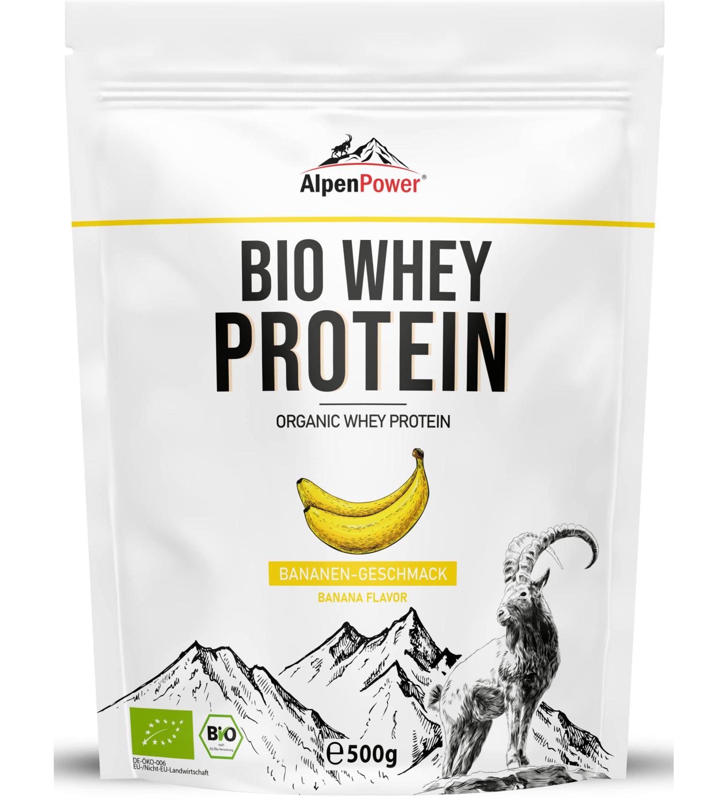 Alpenpower Bio Whey Protein Banana 500g | 100% Natural Additive-Free CFM Protein Powder | Premium Organic Alpine Milk - Buy Online on GoSupps.com