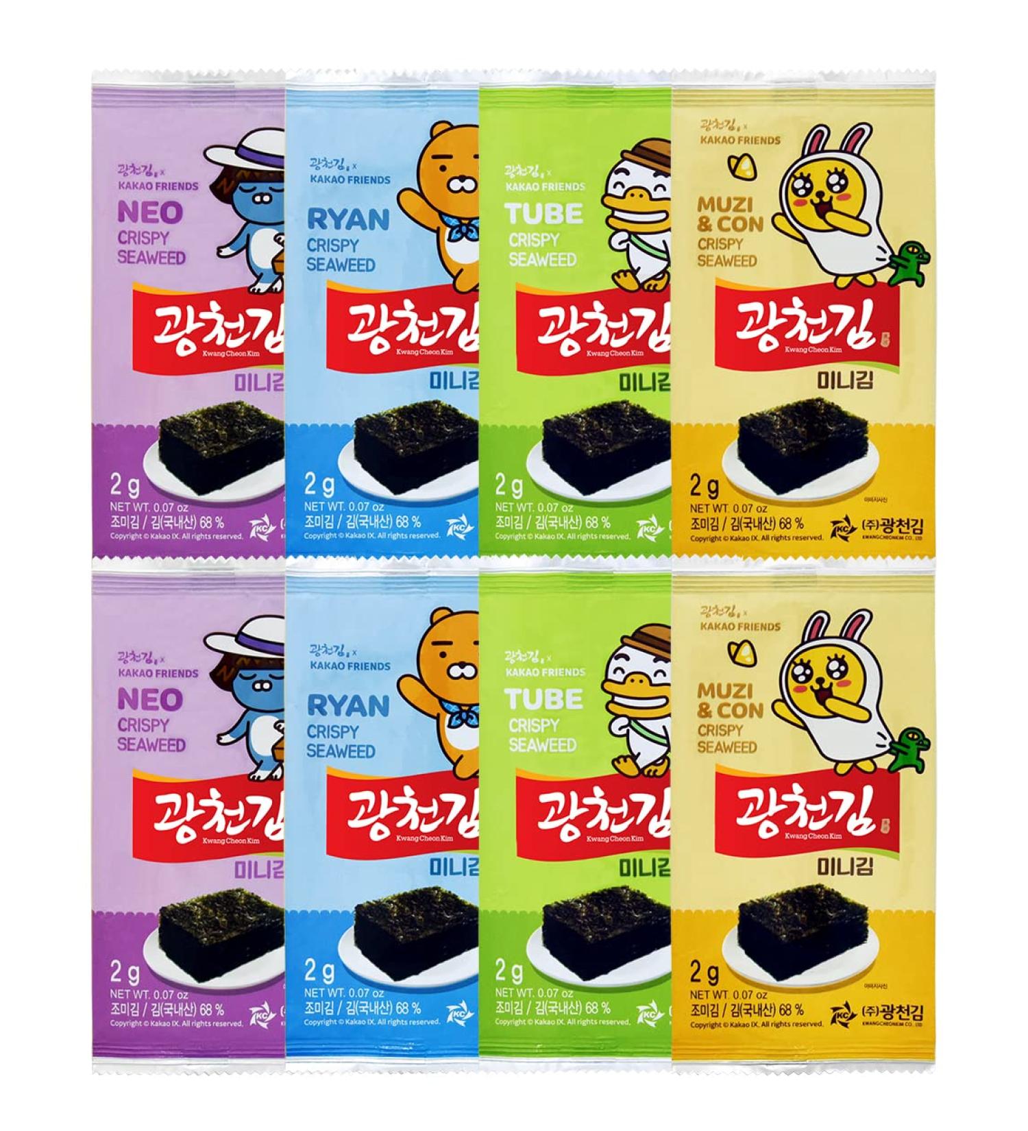 Kwangcheonkim Kakao Friends Mini-kim 16g Seaweed Nori Sheets, Roasted Crispy Snack - KETO, VEGAN, Gluten Free, On-the-go Healthy Option - Buy Online on GoSupps.com