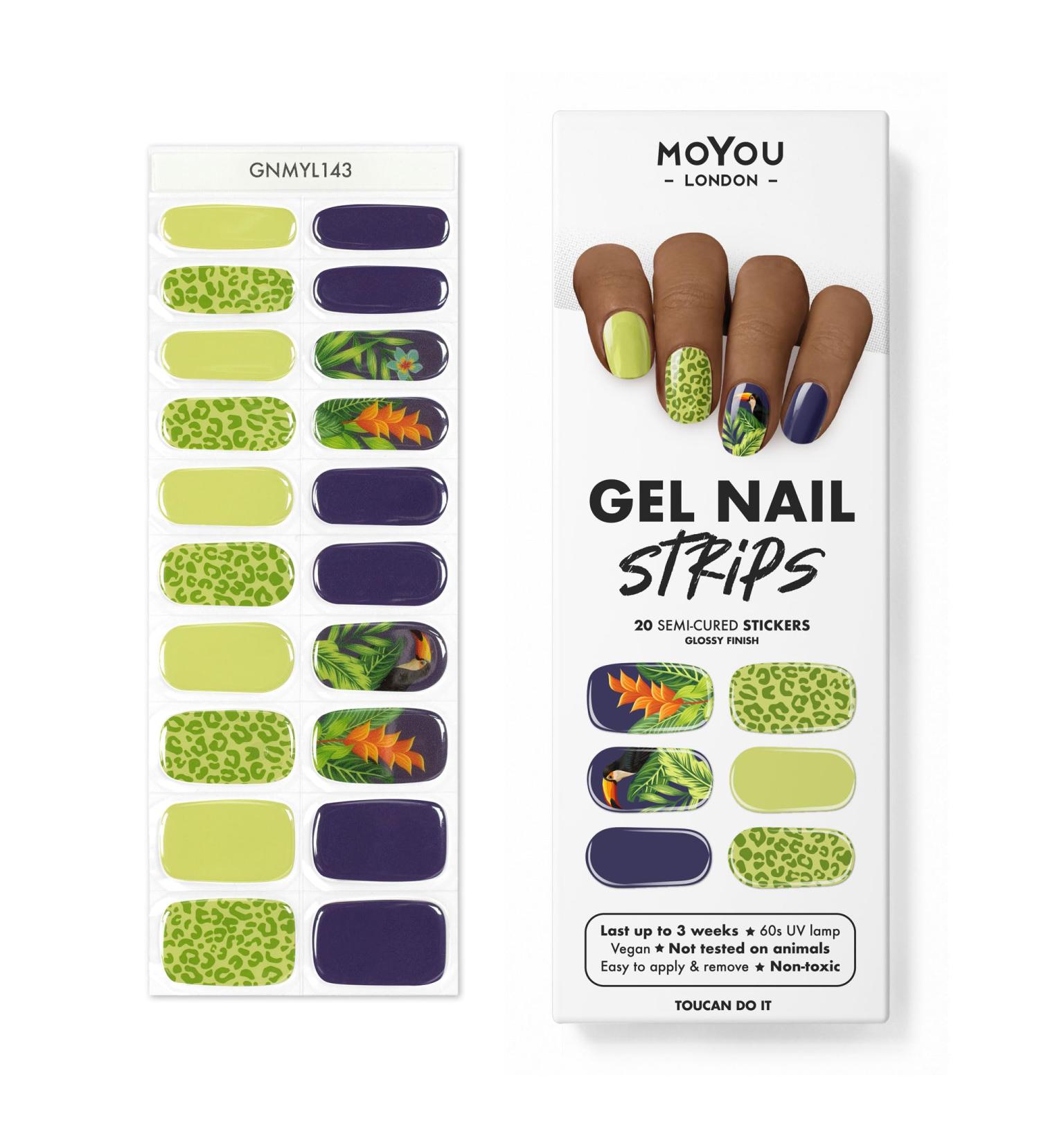 MOYOU LONDON Semi-Cured UV Gel Strips - 20 Salon Quality Nail Foils - Perfect for DIY Manicure - Toucan Do It | International Shipping Available - Buy Online on GoSupps.com