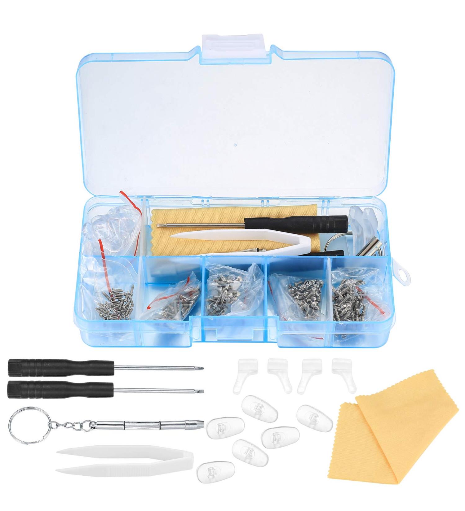 Complete Glasses Repair Set | 500-Piece Toolkit with Screws Nose Pads Tweezers & Micro Screwdriver - Ideal for Eyeglasses & Sunglasses - Buy Online on GoSupps.com