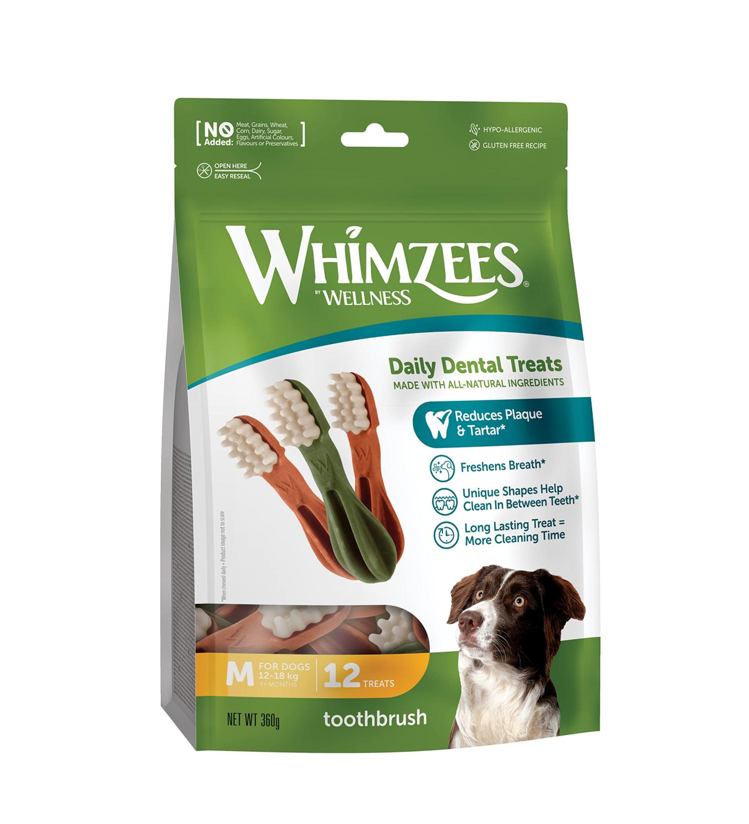 Whimzees Natural Grain-Free Dental Care Treats for Medium Dogs - 12 Couch Sticks (360g) - International Shipping Available - Buy Online on GoSupps.com