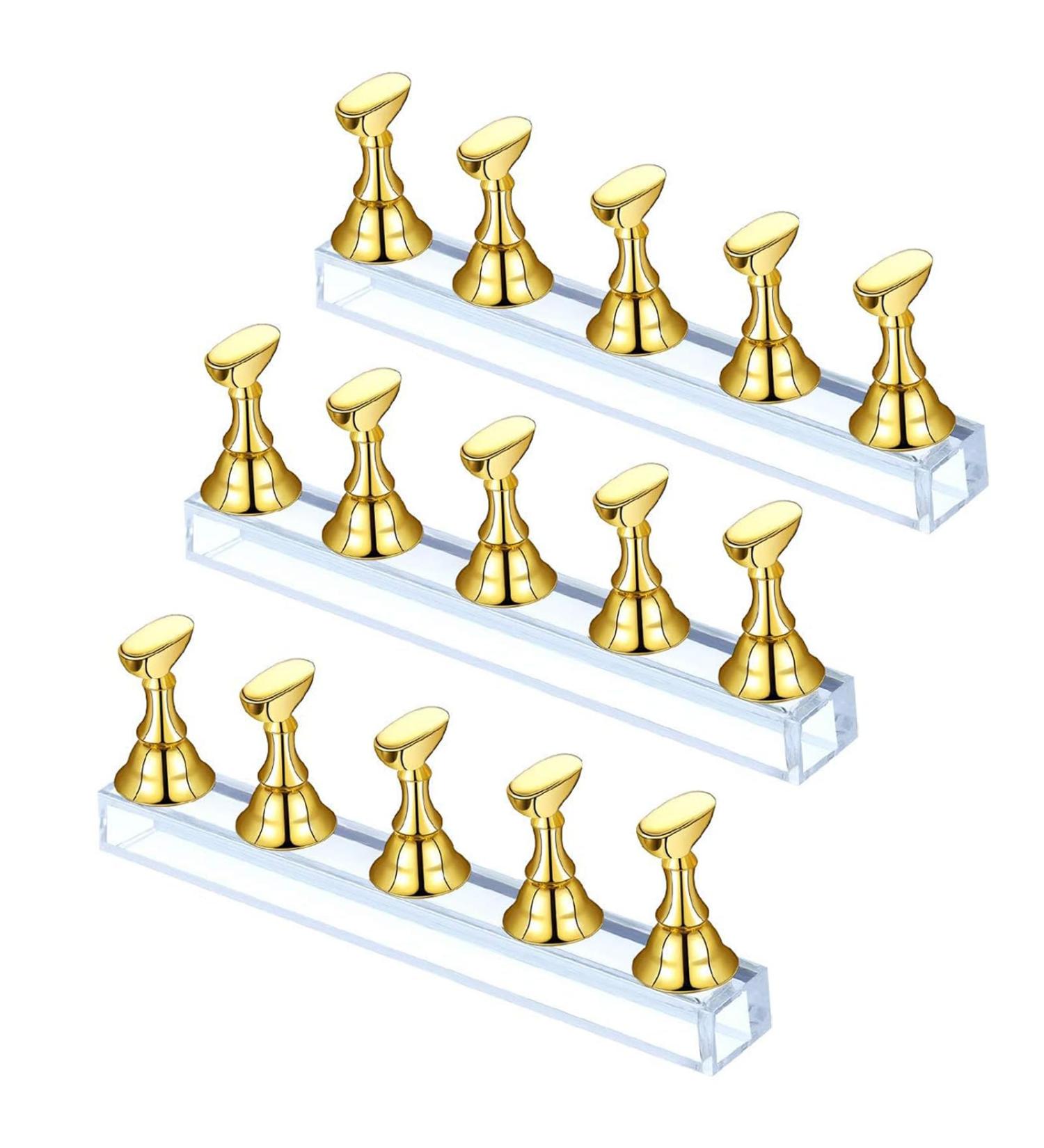 JLPDMT Nail Stand 3 Sets Nail Stand For Painting Nails Nail Art Practice Stands Reusable Nail Tips Stand False Nail Art Tools Used for Female Nail Practice(Golden) - Buy Online on GoSupps.com