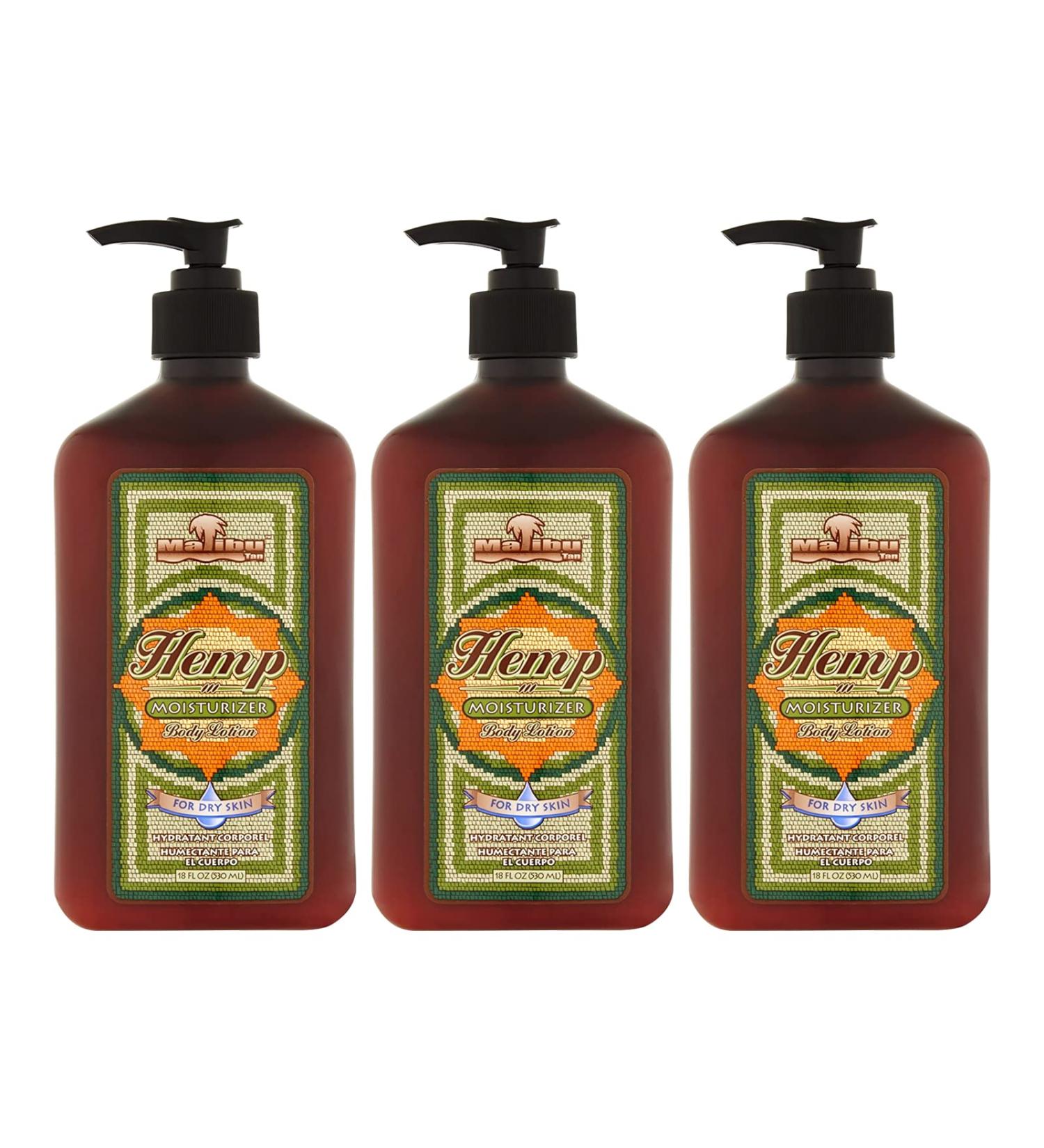 Malibu Tan For Dry Skin Hemp Body Lotion 18 fl oz (3 Pack) - Buy Online on GoSupps.com