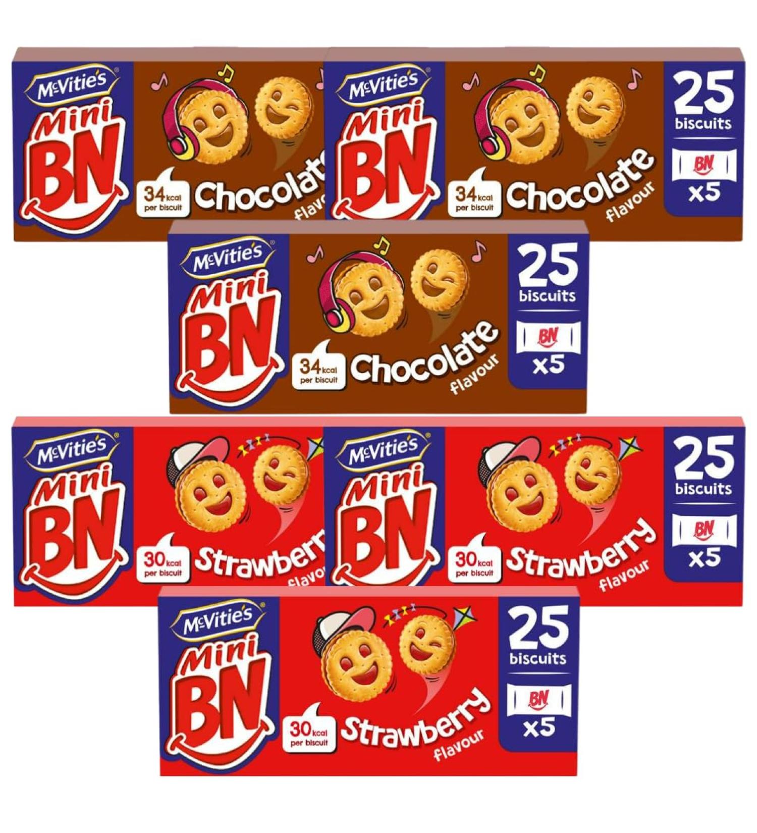 Chocolate Biscuit Bundle With BN Milk Chocolate Biscuits 5x35g x3 Packs and Strawberry Biscuits 5x35g x3 Packs (6 Pack) - Buy Online on GoSupps.com