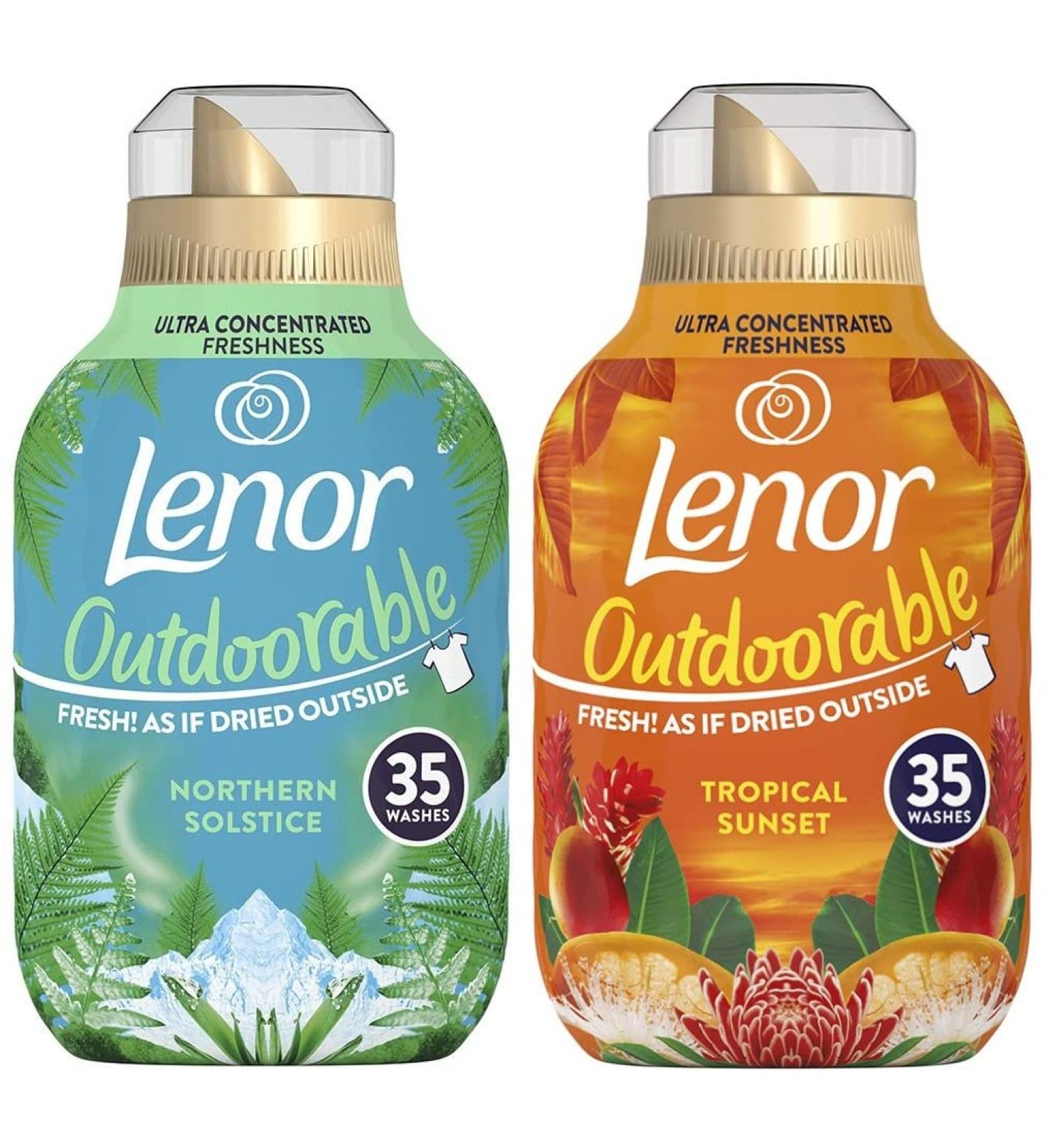 Lenor Outdoorable Fabric Conditioner Ultra Concentrated Freshness 35 Washes Mixed Scent Bundle: Northern Solstice 1Pk 490ml + Tropical Sunset 1Pk 490ml - Buy Online on GoSupps.com