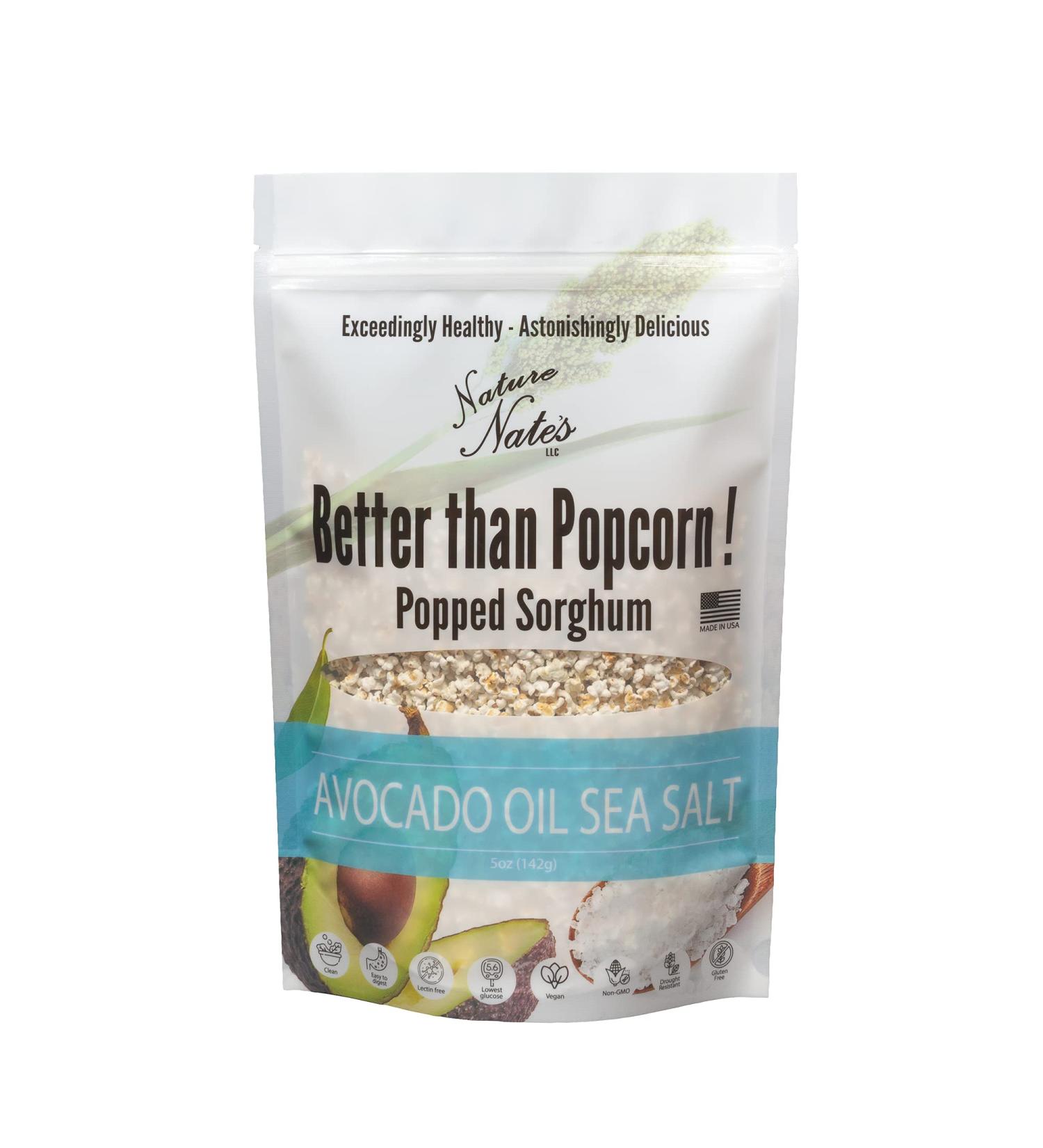 NATURE NATE'S Avocado Oil & Sea Salt Popped Sorghum 5 oz - Healthy Snack Option - Buy Online on GoSupps.com