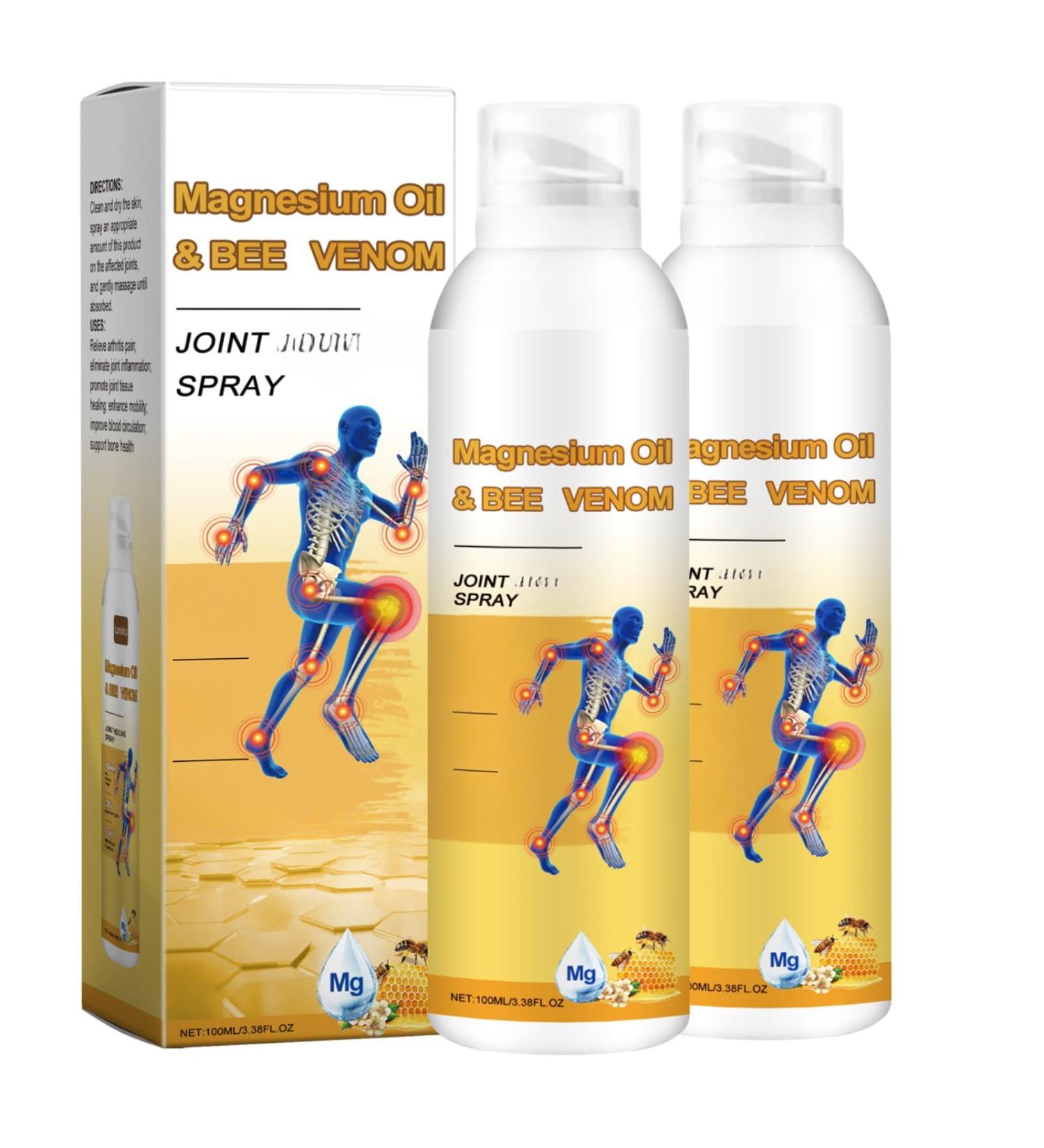 Magnesium Oil & Bee Venom Joint Spray Fast Absorbing Non-irritating Helps Soothe Joint Discomfort for Back Neck Hands and Knees - 2 Pack x 2 fl.oz - Buy Online on GoSupps.com