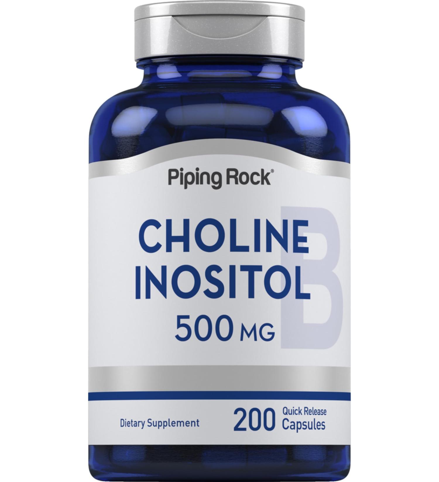 Piping Rock Choline Inositol Supplements | 500mg | 200 Capsules | Choline Bitartrate & Myo-Inositol | Non-GMO Gluten Free - Buy Online on GoSupps.com
