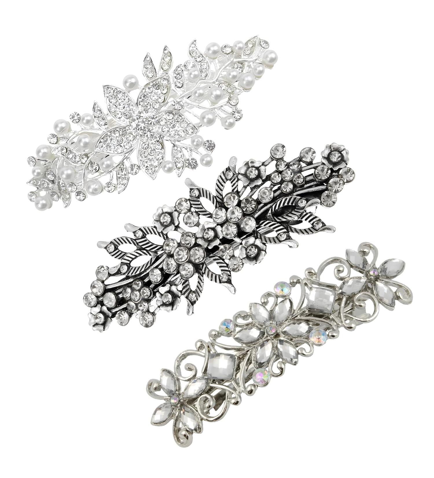 maxtachi Handmade Flower Rhinestone Hair Pins Wedding Hair Clip for Women Bride Wedding Hair Accessories for Women Bridal Wedding Party Gift - Buy Online on GoSupps.com