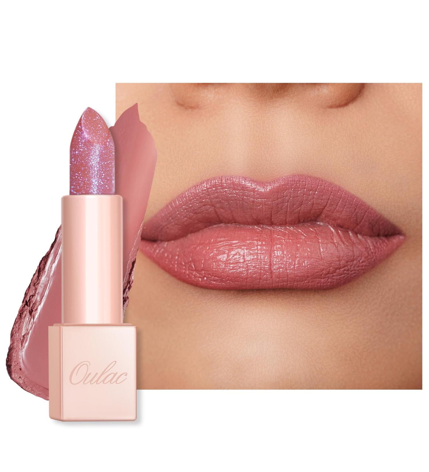 Oulac Pink Shimmer Lipstick - Moisture Tinted Lip Balm for Dry Lips (PG05) Mystical - Buy Online on GoSupps.com