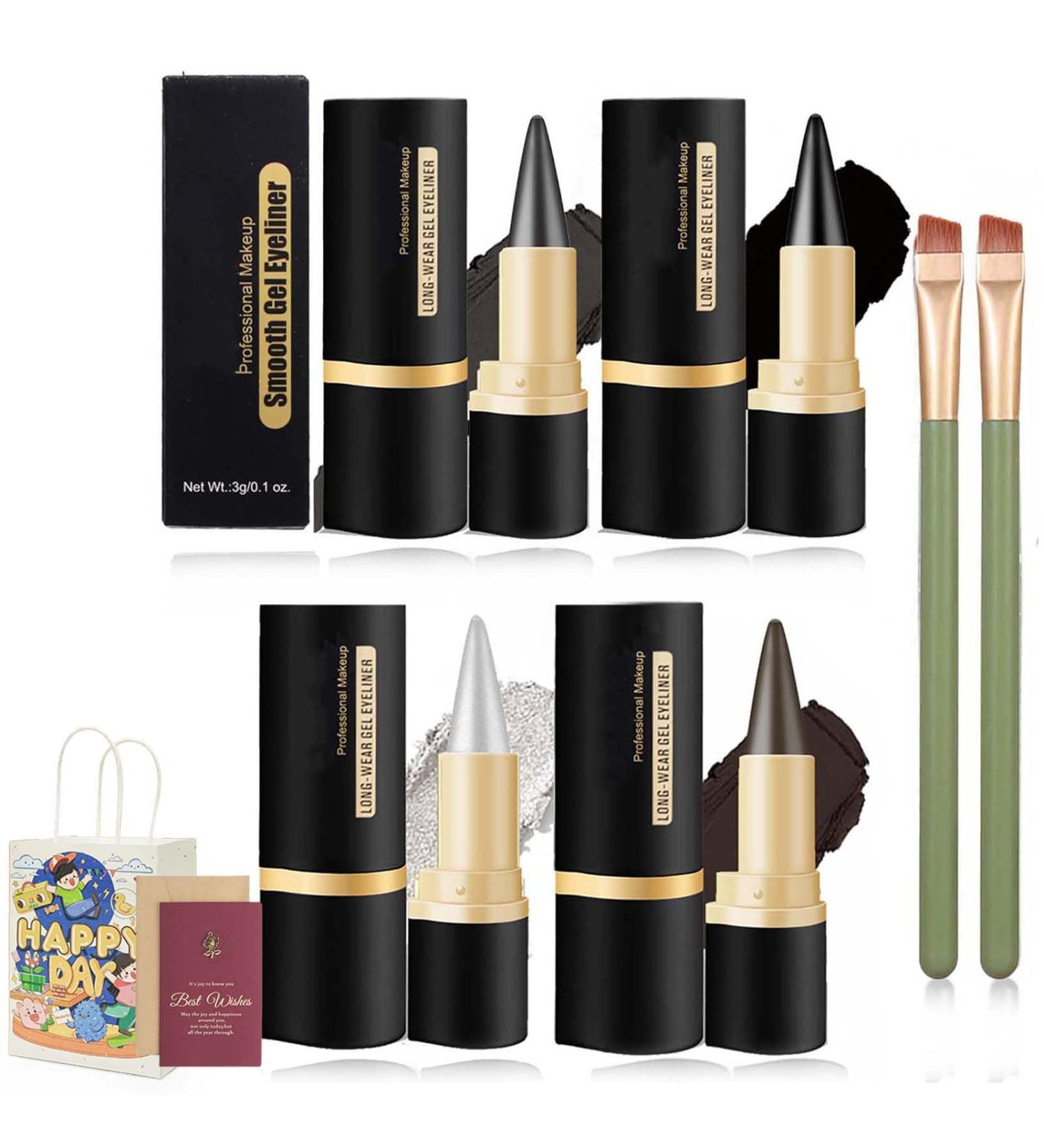 Ayky Eyeliner Ayky Eye Liner Ayky Eyeliner Cream Ayky Long Wear Gel Eyeliner Ayky Natural Black Eyeliner Cream Eye Black Smokey Eyeshadow Palette Stick Goth Halloween Makeup (4PCS) - Buy Online on GoSupps.com