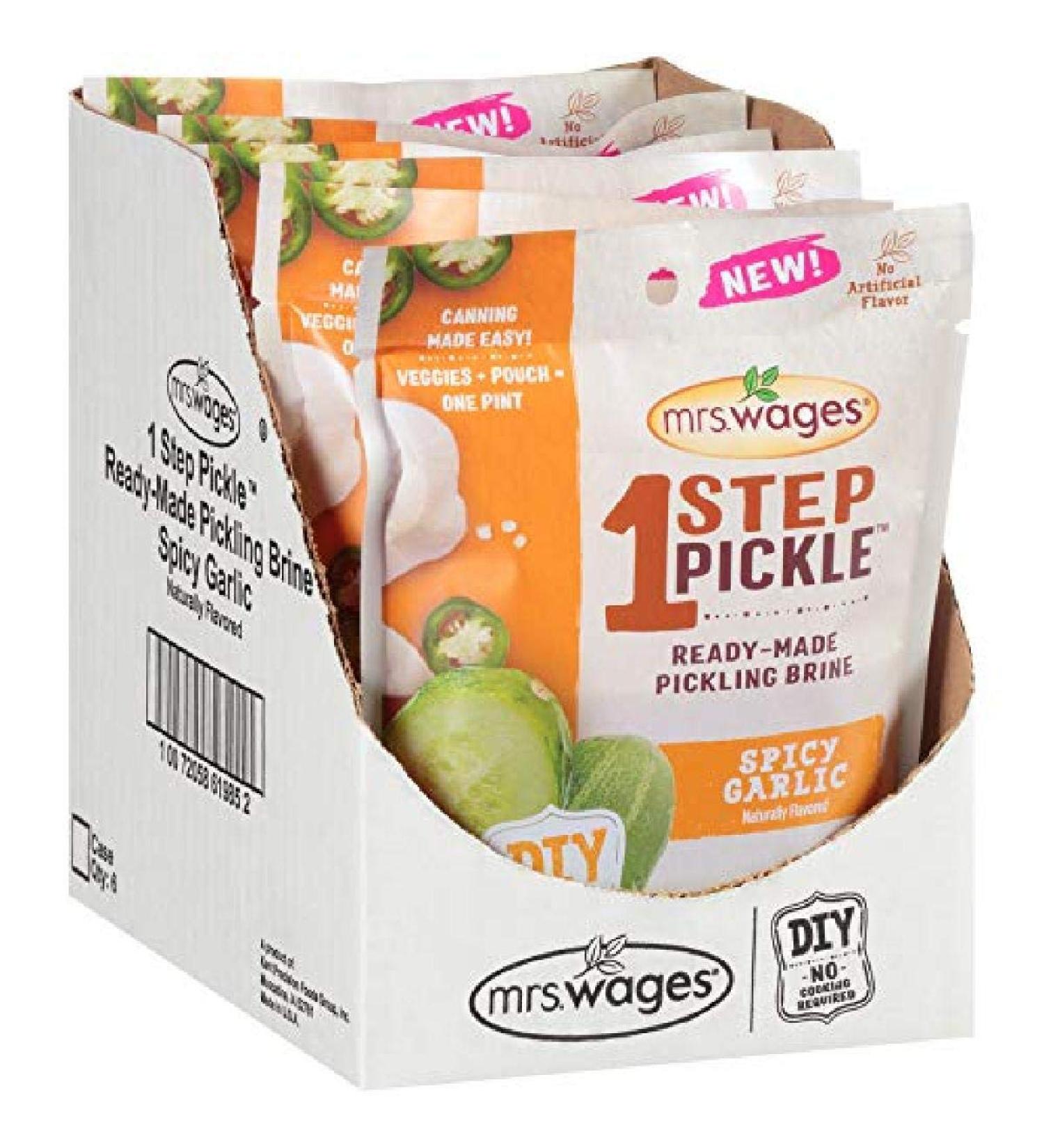 Mrs. Wages 1 Step Pickle Spicy Garlic Pickling Mix 7.01oz (Pack of 6) - Convenient Ready-Made Mix for Quick Pickling - Buy Online on GoSupps.com