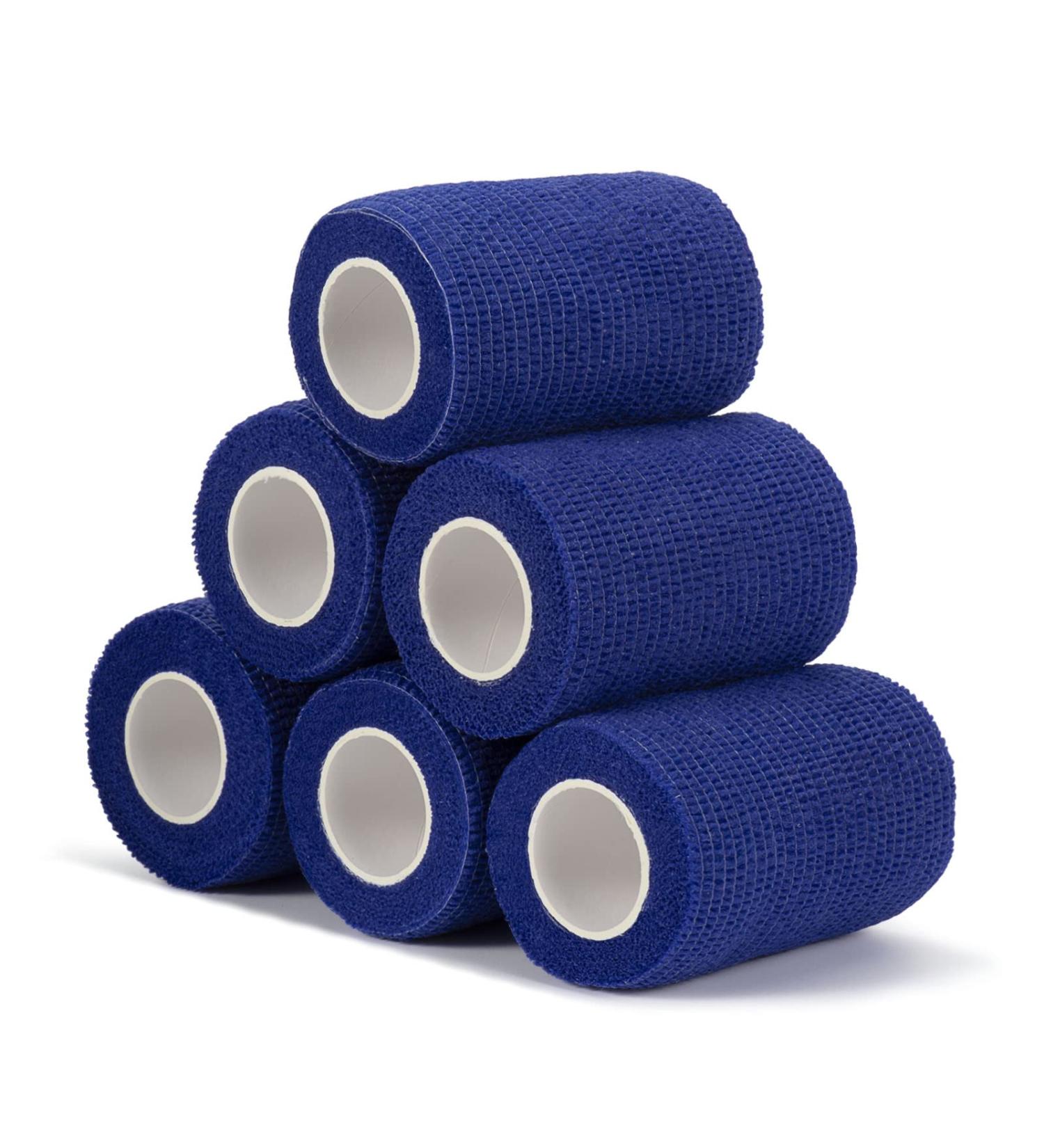 Lab On Adhesive 7.5cm x 4.5m - 6 Rolls Self-Adhering Cohesive Bandage for Dogs & Sports - Blue Veterinary Wrap for First Aid on Wrist & Feet - Buy Online on GoSupps.com