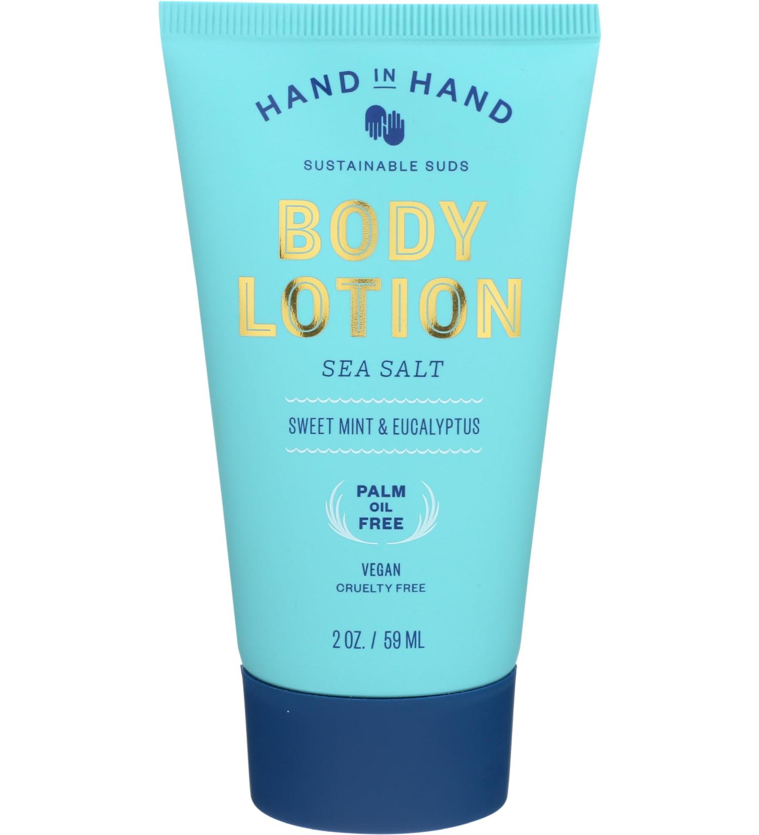 Buy HAND IN HAND Sweet Mint & Eucalyptus Sea Salt Mini Body Lotion 2 FZ - Nourishing Moisturizer for All Skin Types | International Shipping Available - Buy Online on GoSupps.com