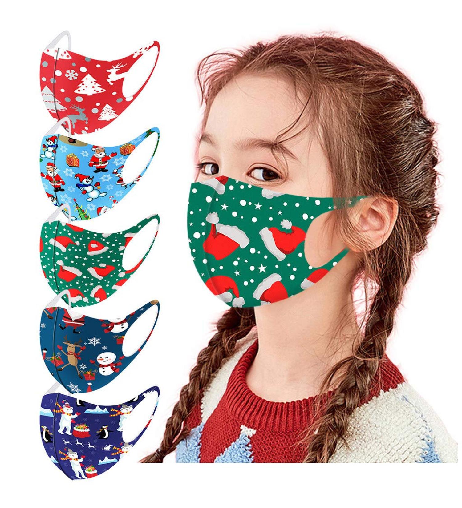 Riou 5-Piece Children's Christmas Face Masks | Washable Silk Breathable Neck Scarves for Girls - Buy Online on GoSupps.com