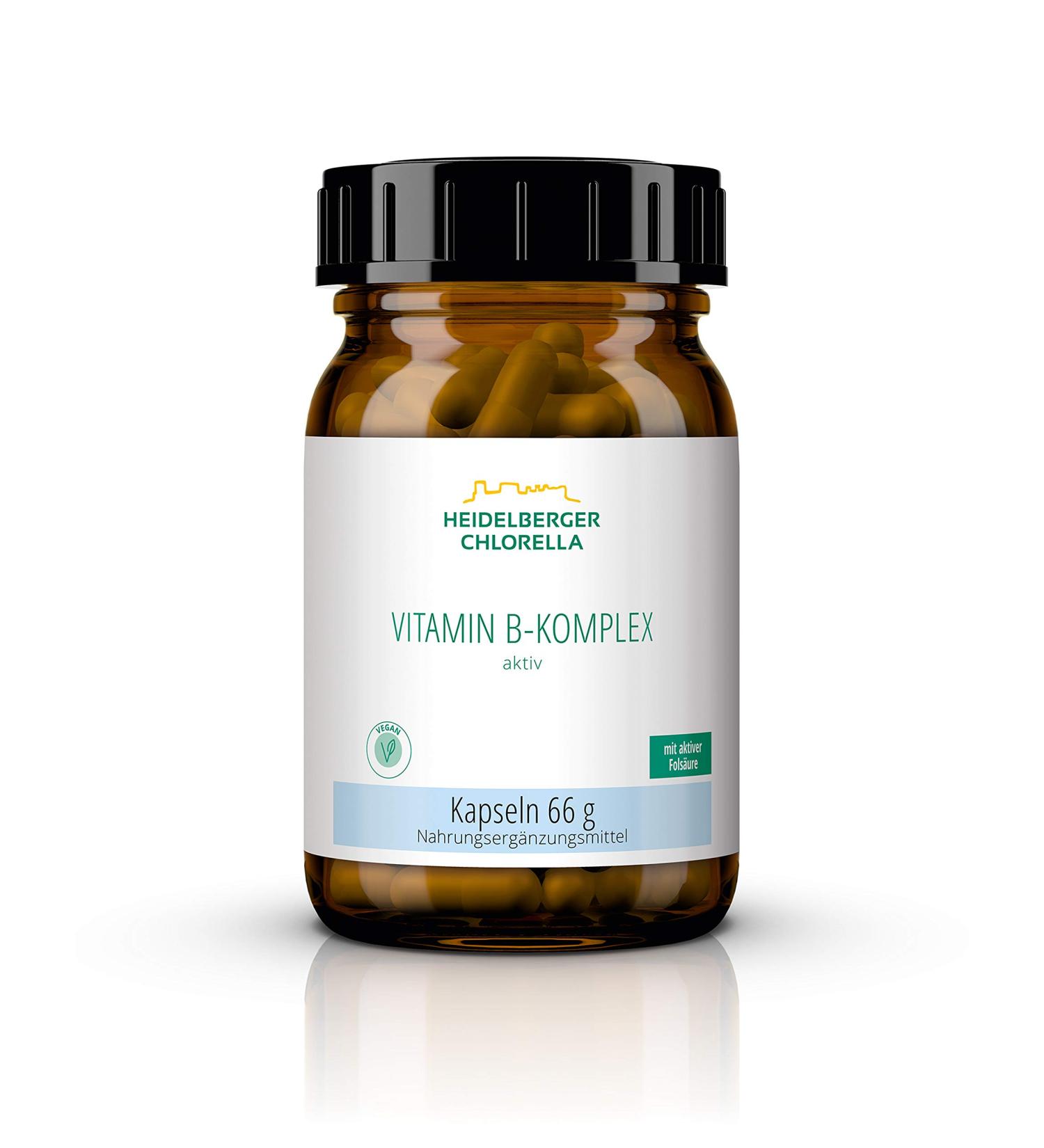 Heidelberger Chlorella-B-Life Vitamin B Complex Capsules - High Dose Vegan Folate (5-MTHF) 120 Count - Best Bioavailability & Nutritional Support - Buy Online on GoSupps.com