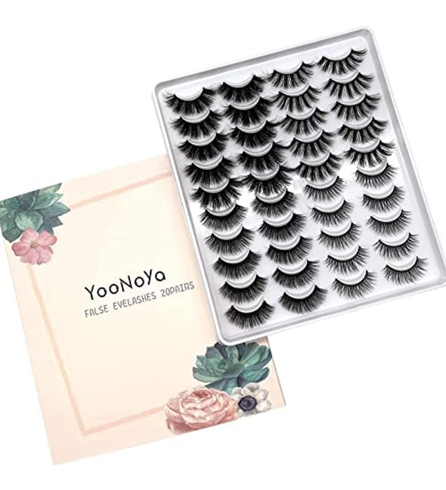 YooNoya 3D False Lashes 20 Pairs - Professional Reusable Strip Lashes for Daily Use and Special Occasions - Easy to Apply and Natural Looking - Black - Buy Online on GoSupps.com
