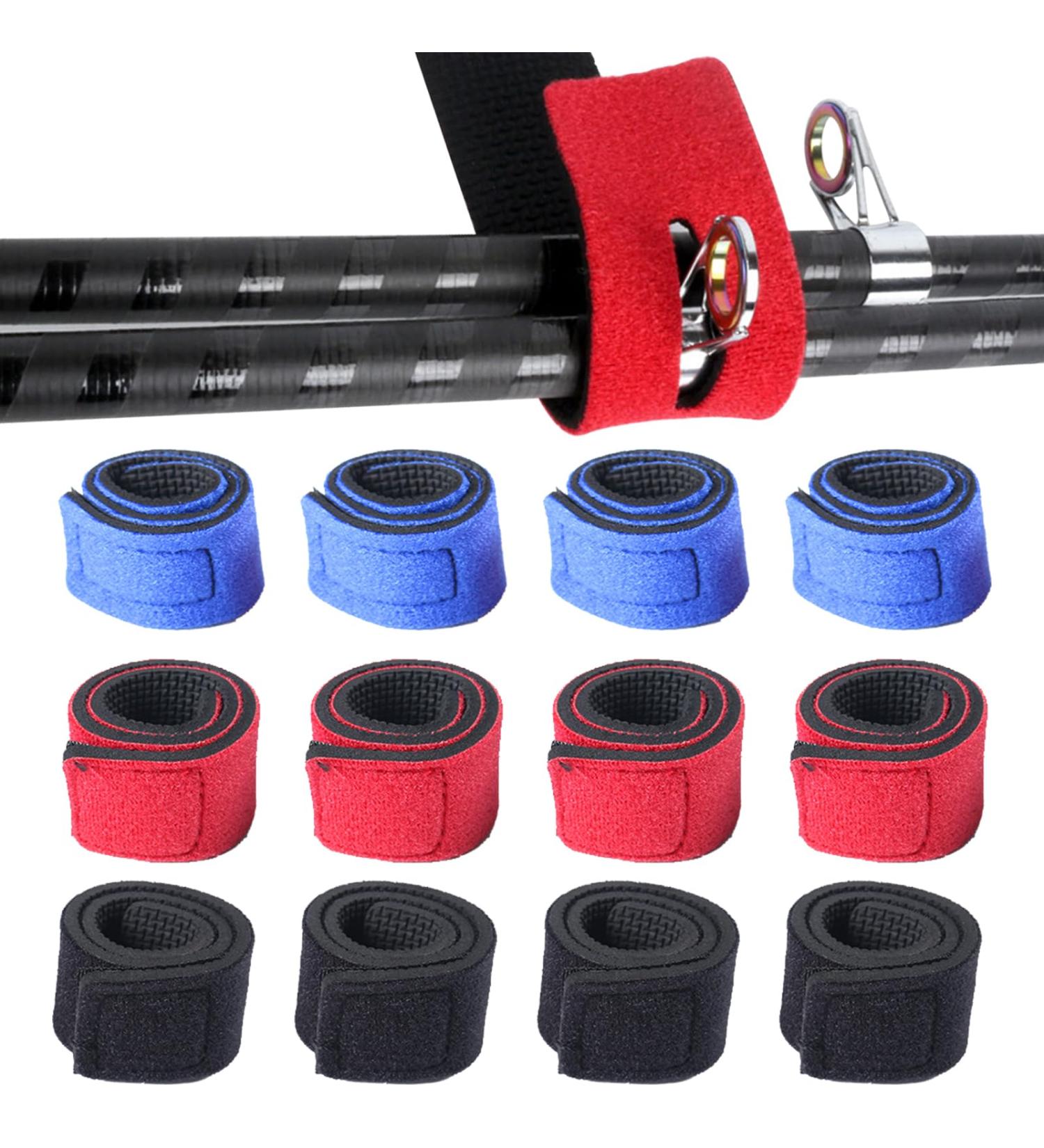 Tarkdak Fishing Rods & Accessories | 12-Piece Velcro Belt Straps Rod Holder - Black Blue Red | International Shipping Available - Buy Online on GoSupps.com